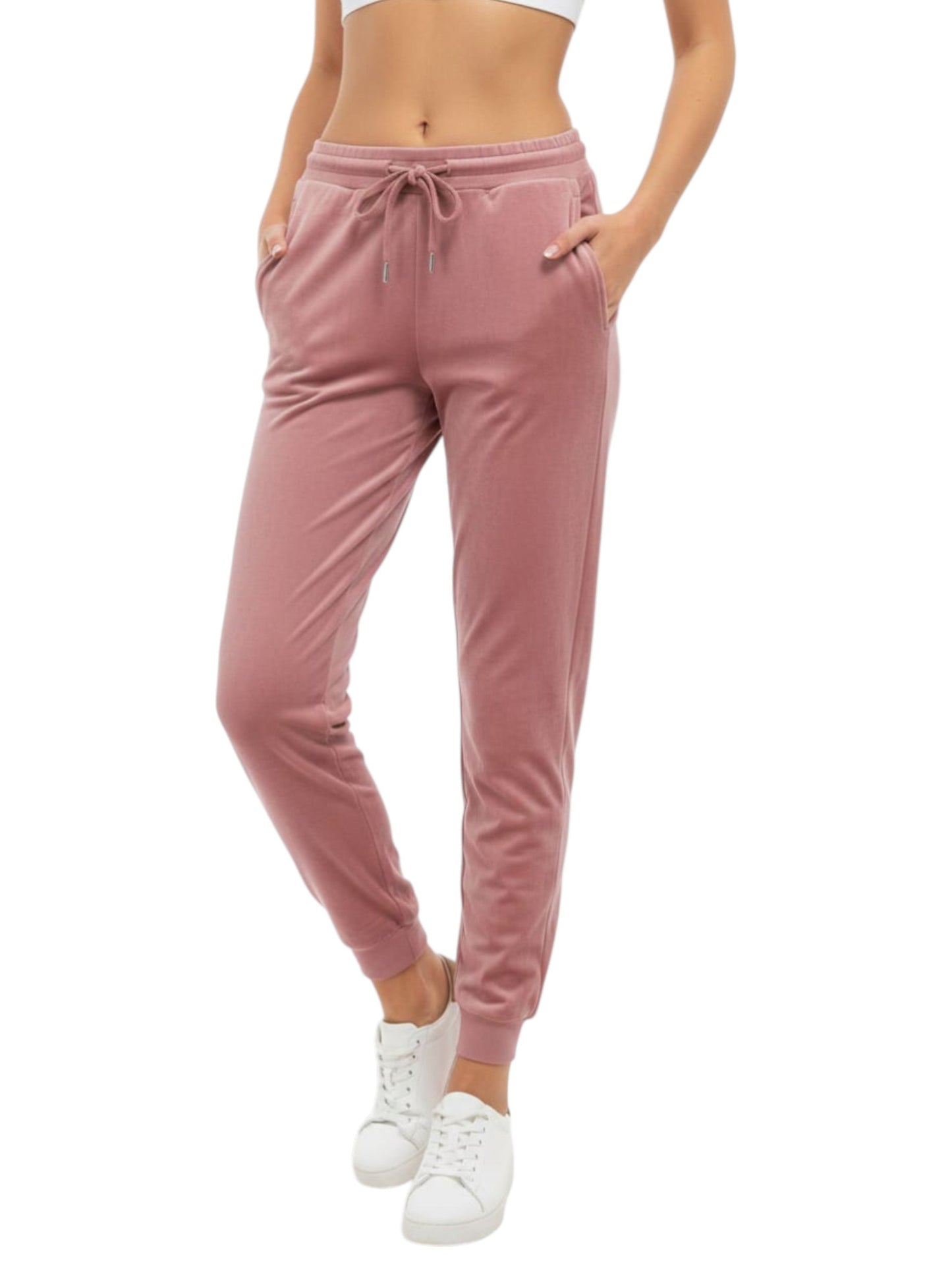 Women's Plain Solid Velvet Pant,Dark Pink