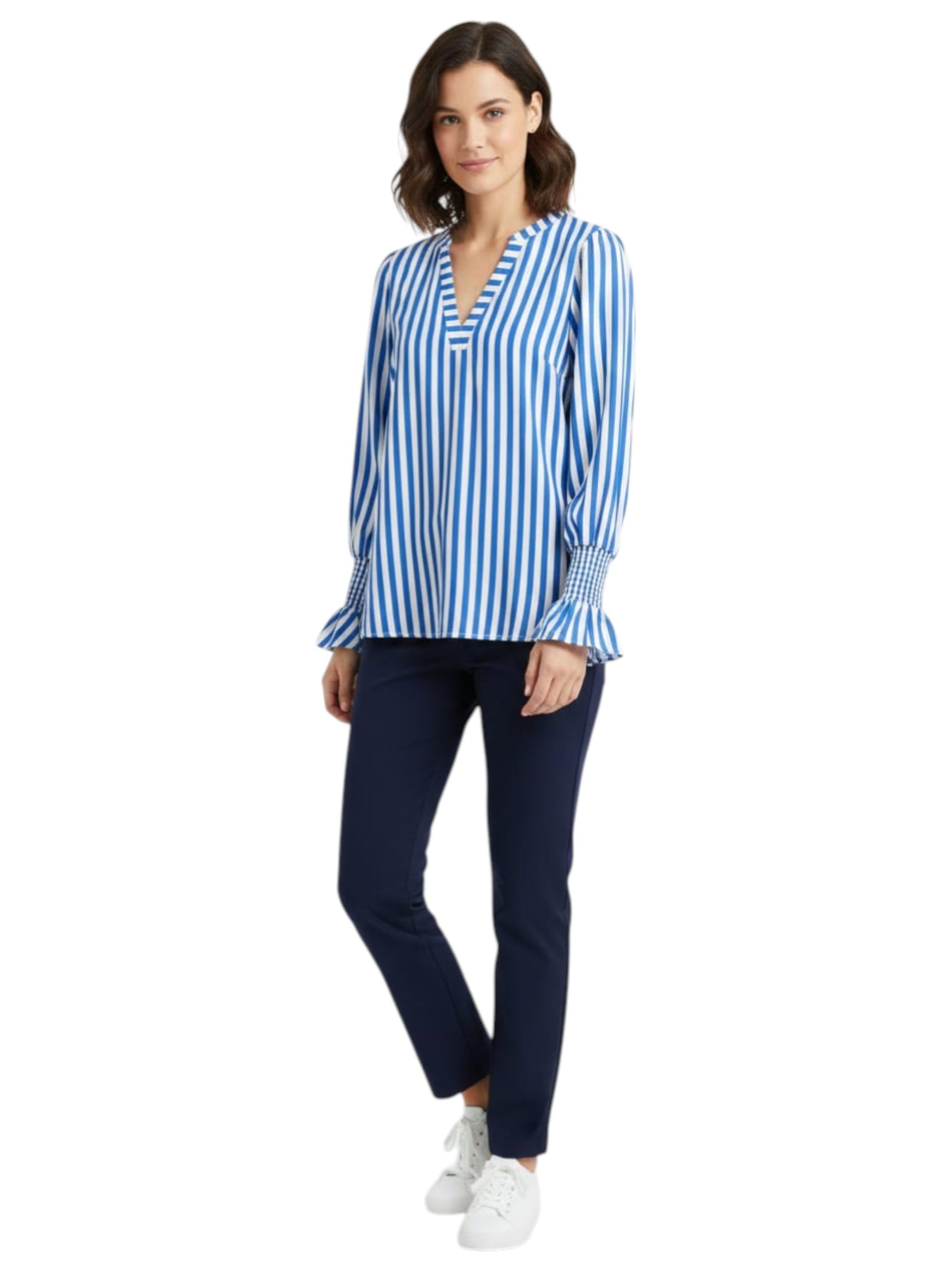 Women's Striped Top,Blue/White