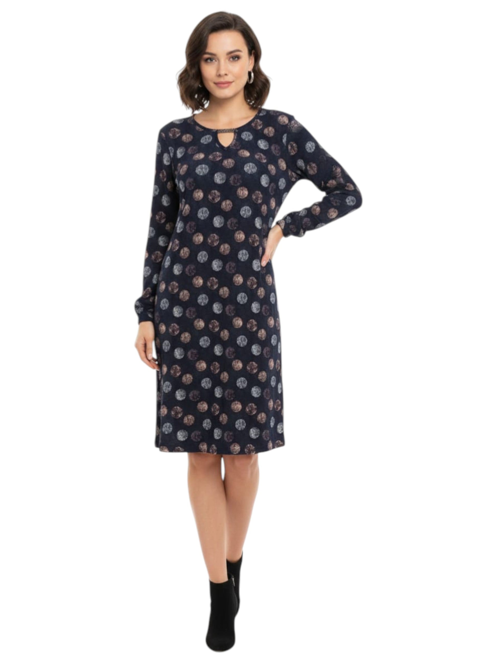 Women's Printed Dress,Navy