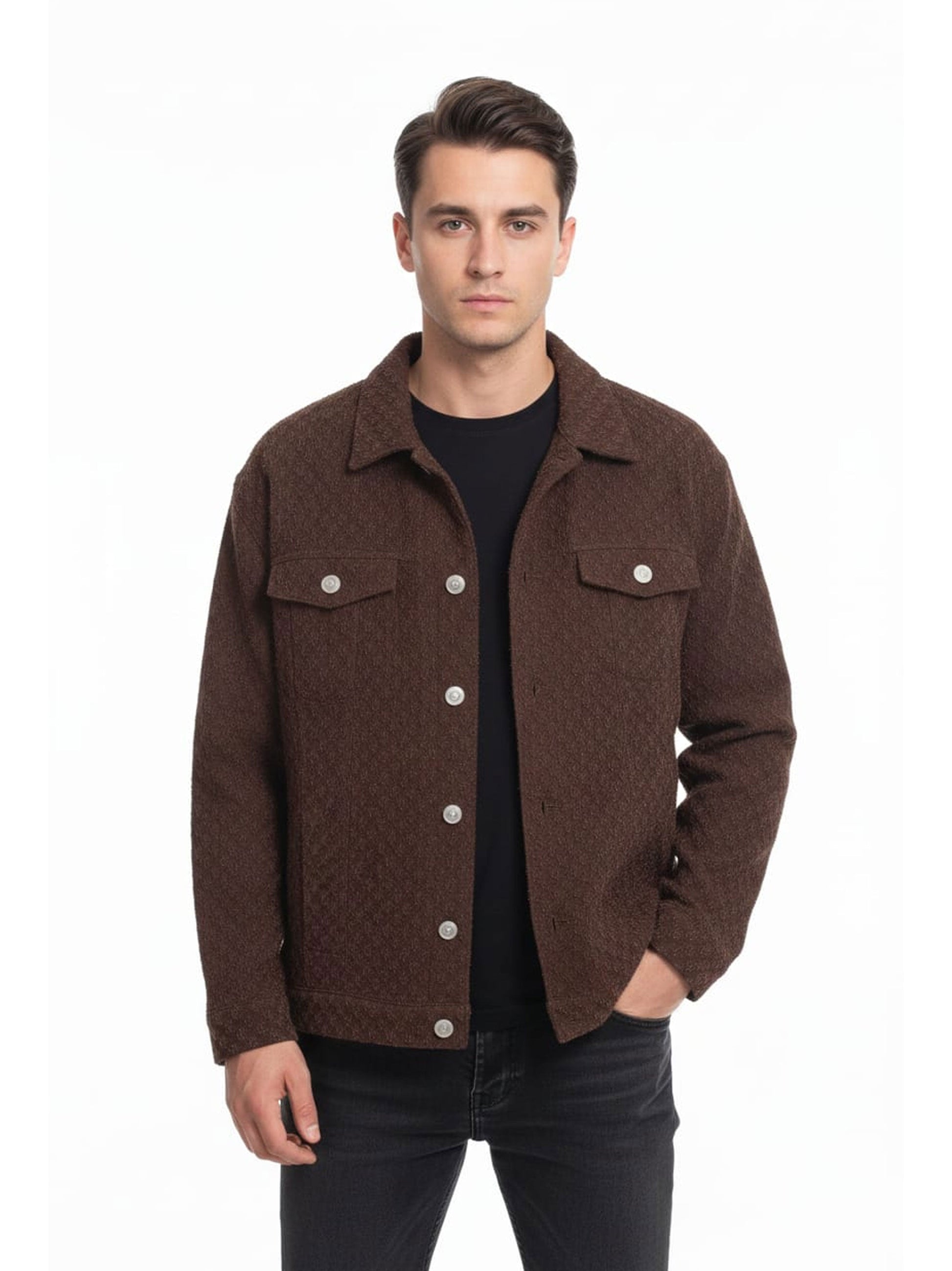 Men's Textured Jacket,Brown