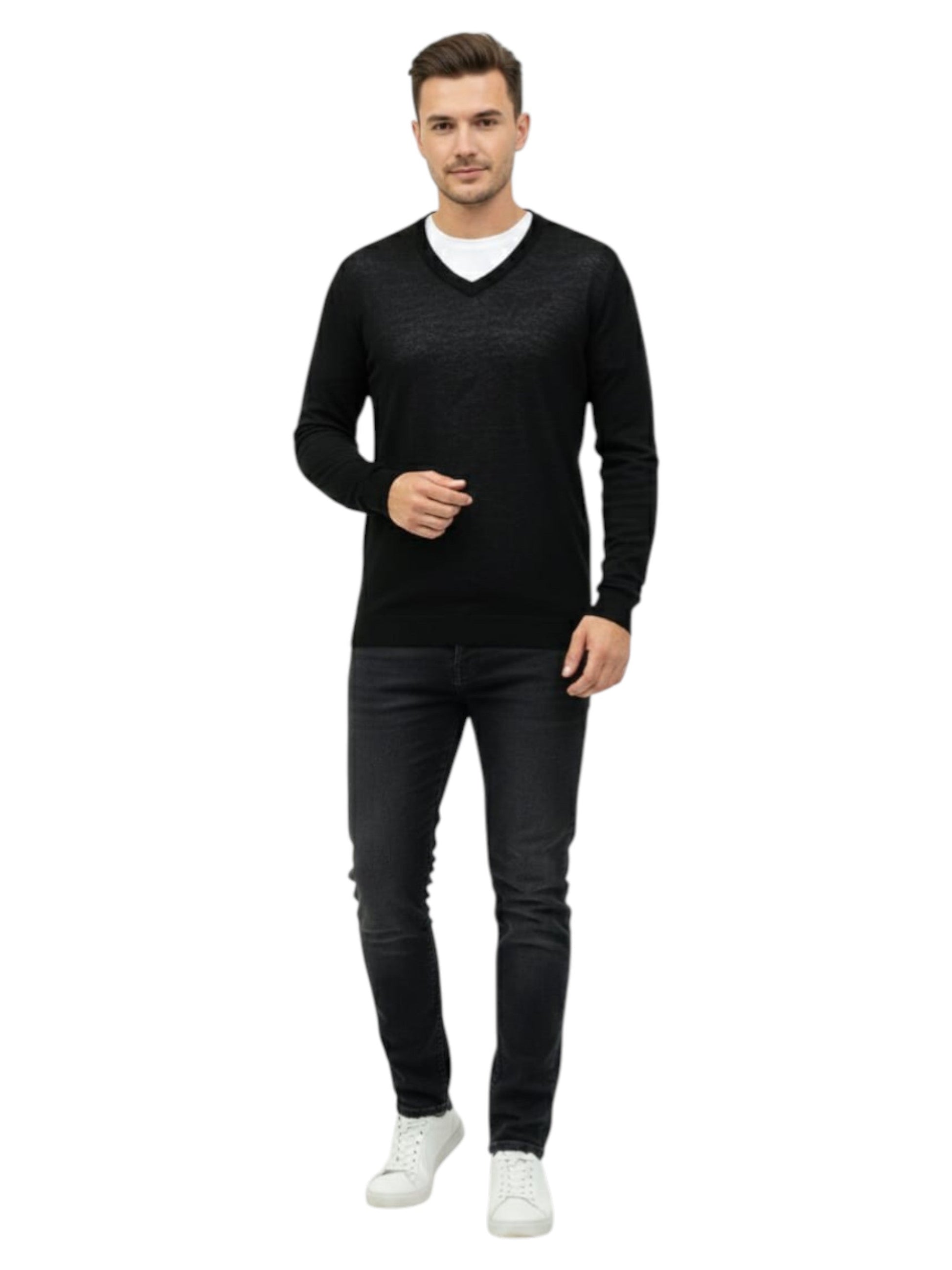 Men's Plain Solid Sweaters,Black