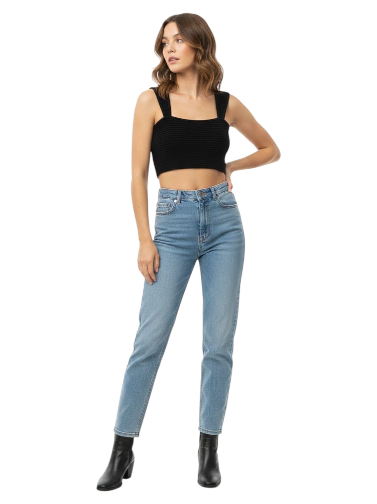 Women's Ribbed Top,Black