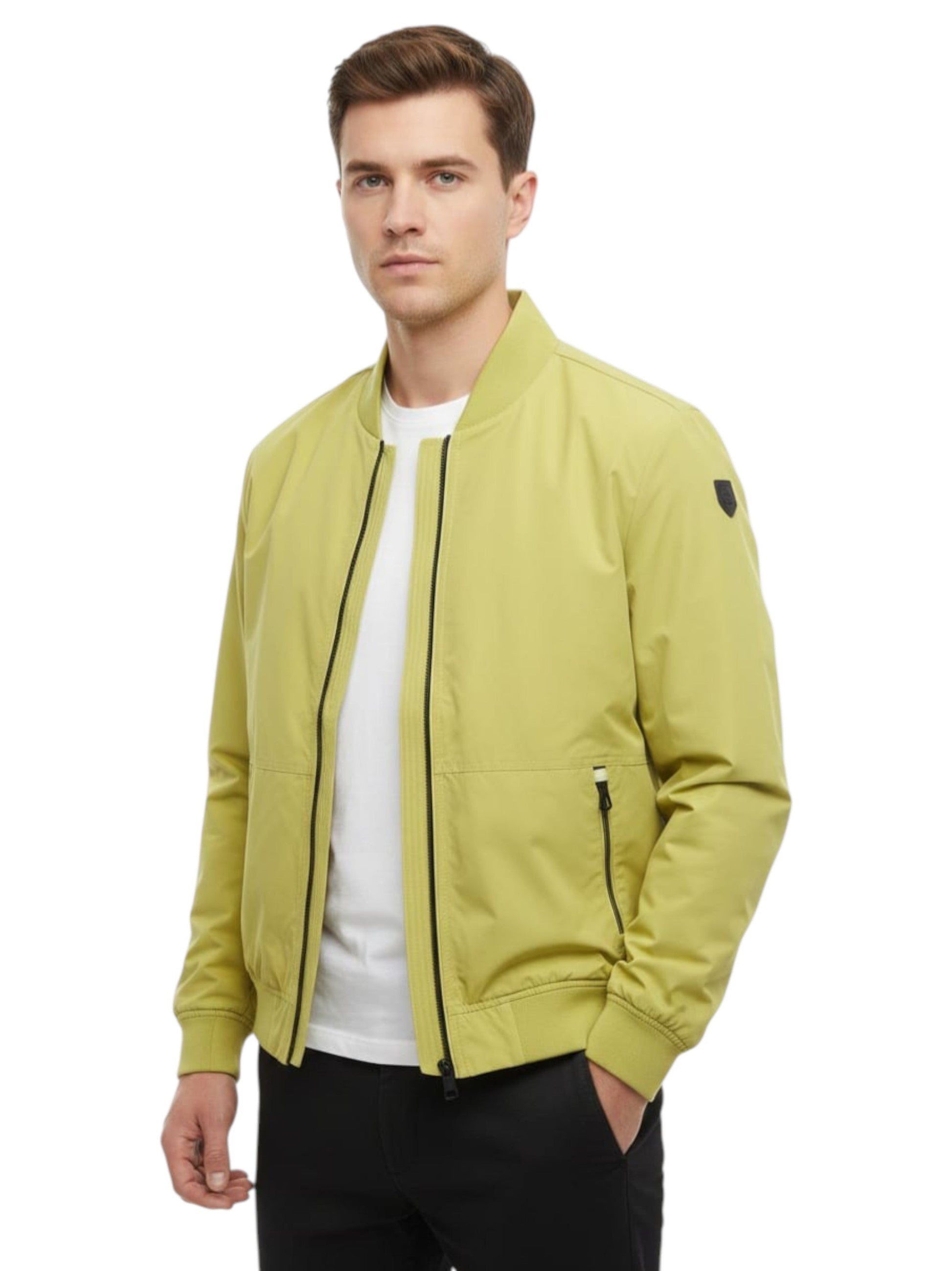 Men's Plain Solid Jacket,Yellow