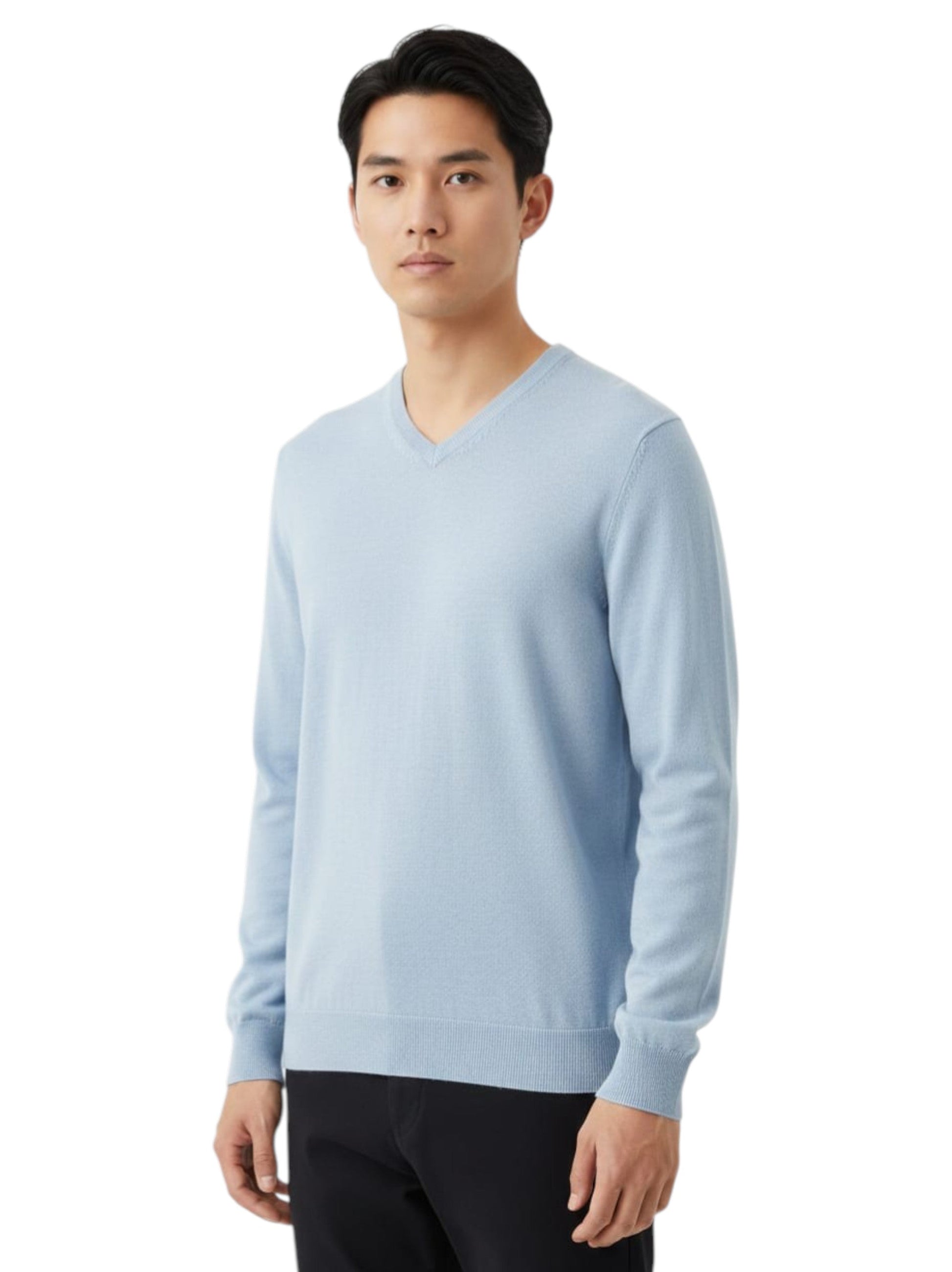 Men's Plain Solid Top,Light Blue