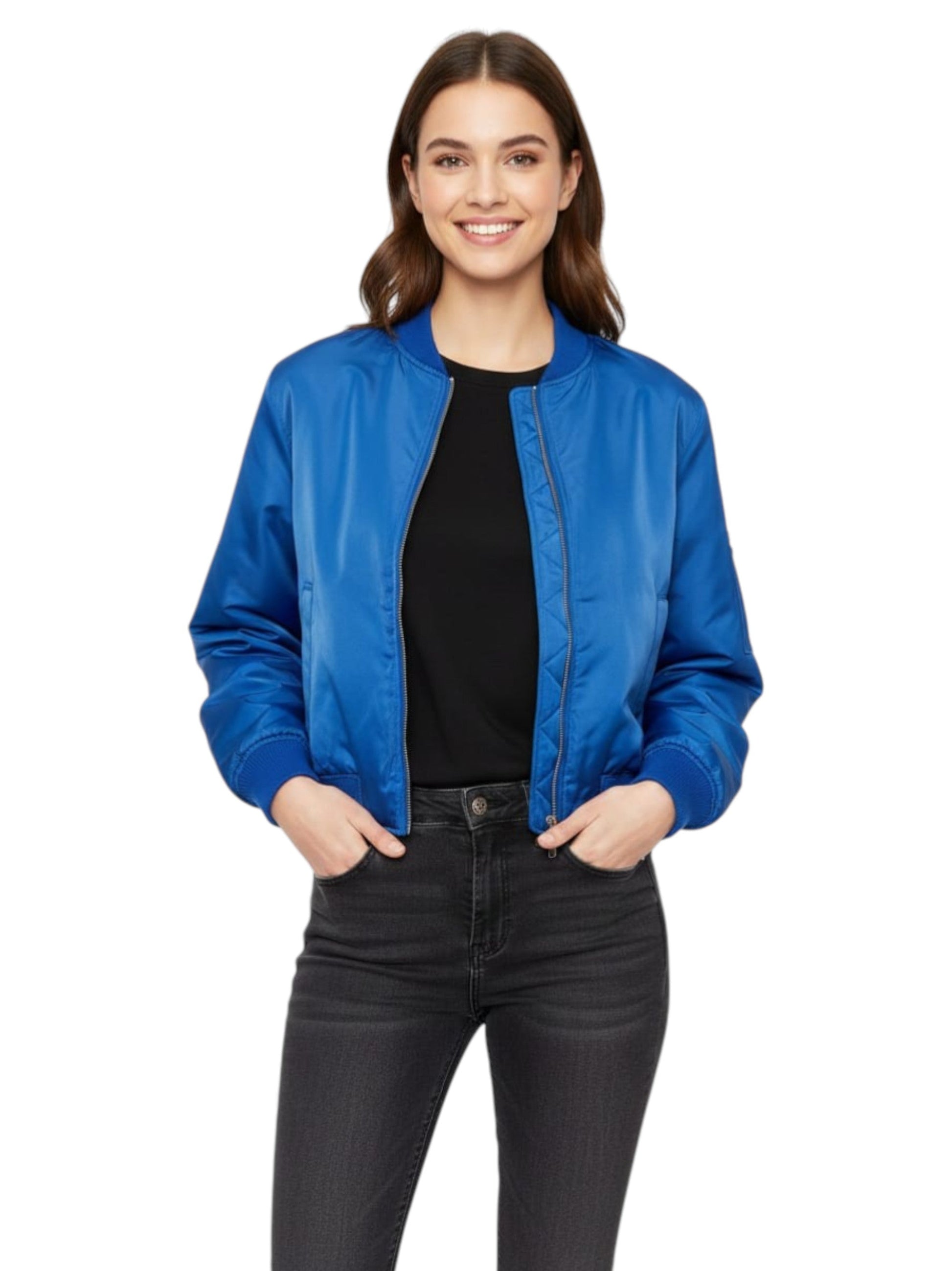 Women's Plain Solid Jacket,Blue