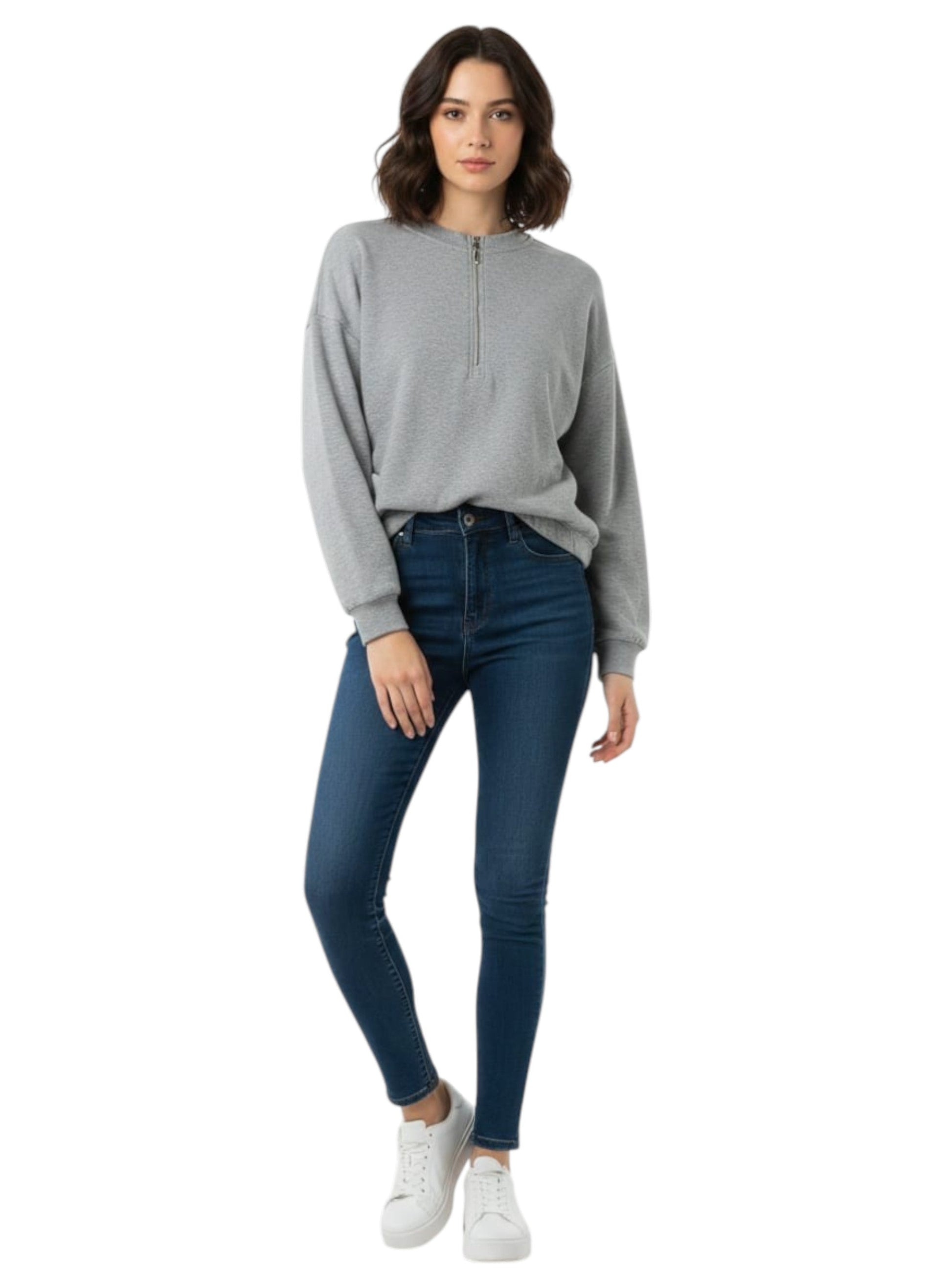 Women's Plain Solid Sweaters,Grey
