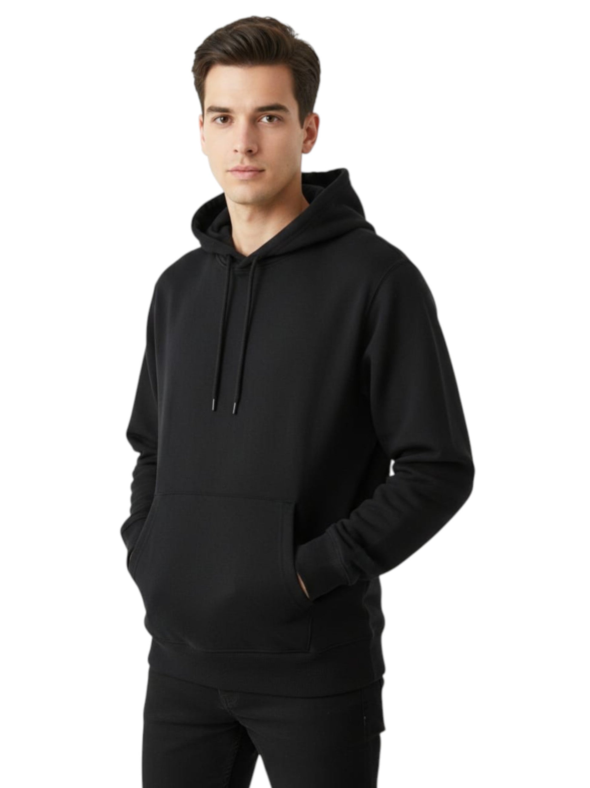 Men's Plain Solid Hoodie,Black