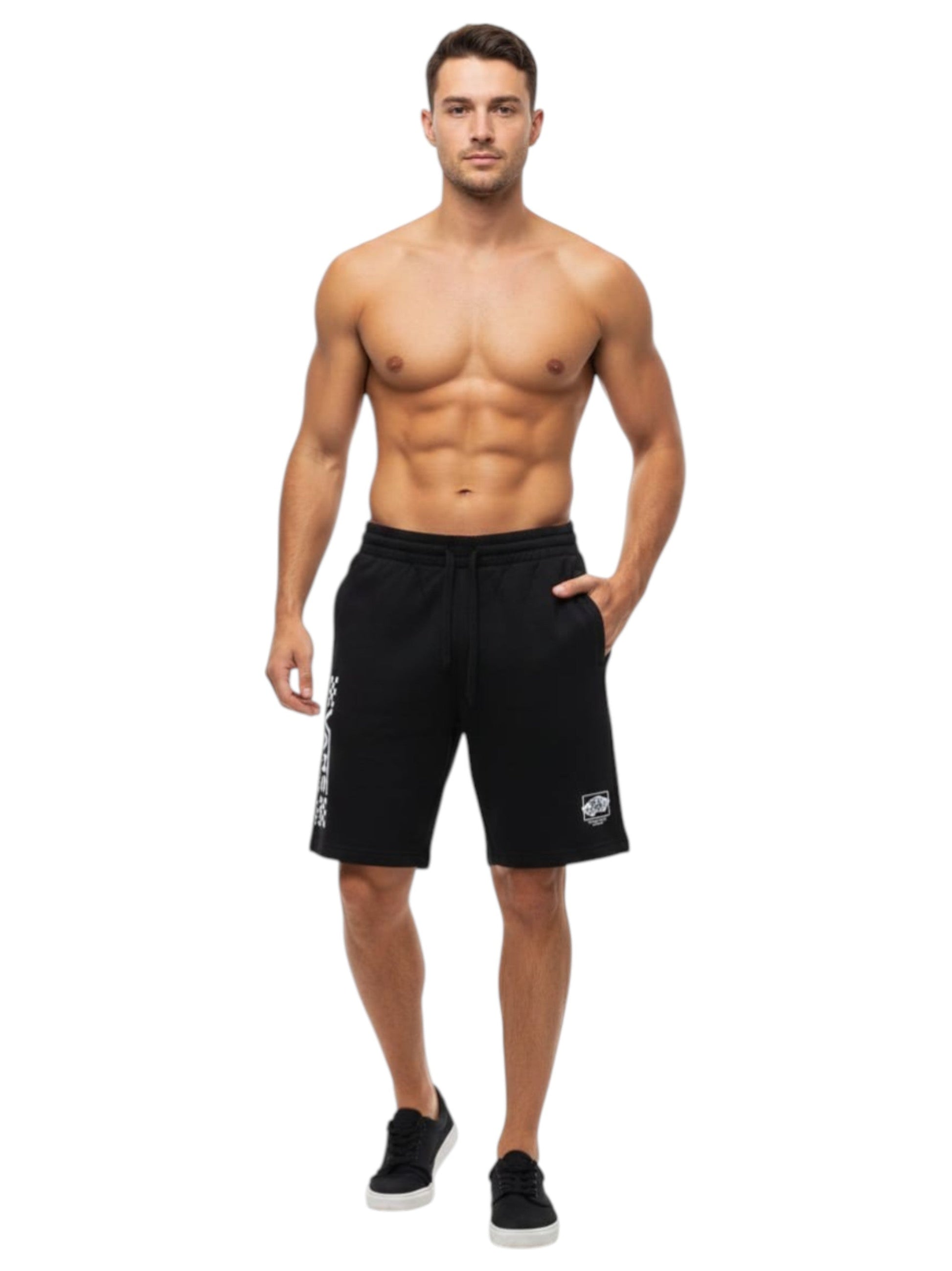 Men's Brand Logo Printed Short,Black
