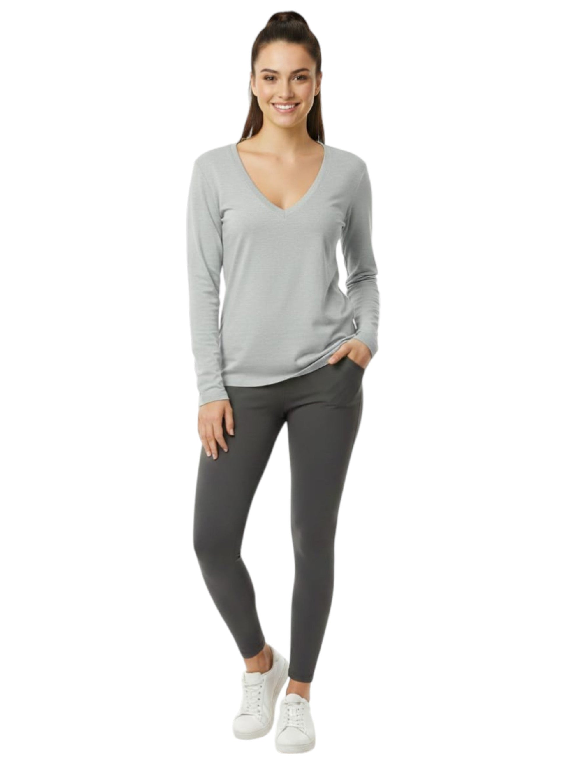 Women's Plain Solid Top,Light Grey