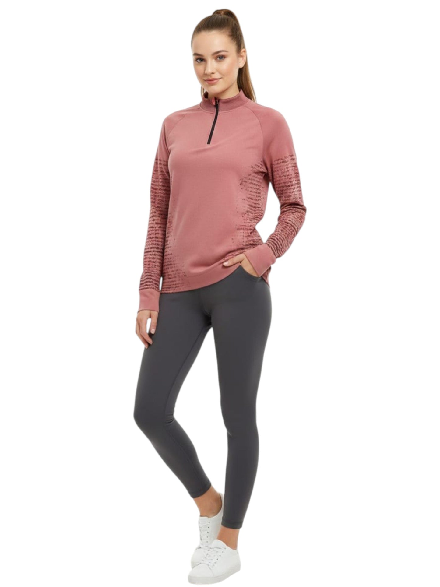 Women's Printed Sport top,Light Burgundy/Black