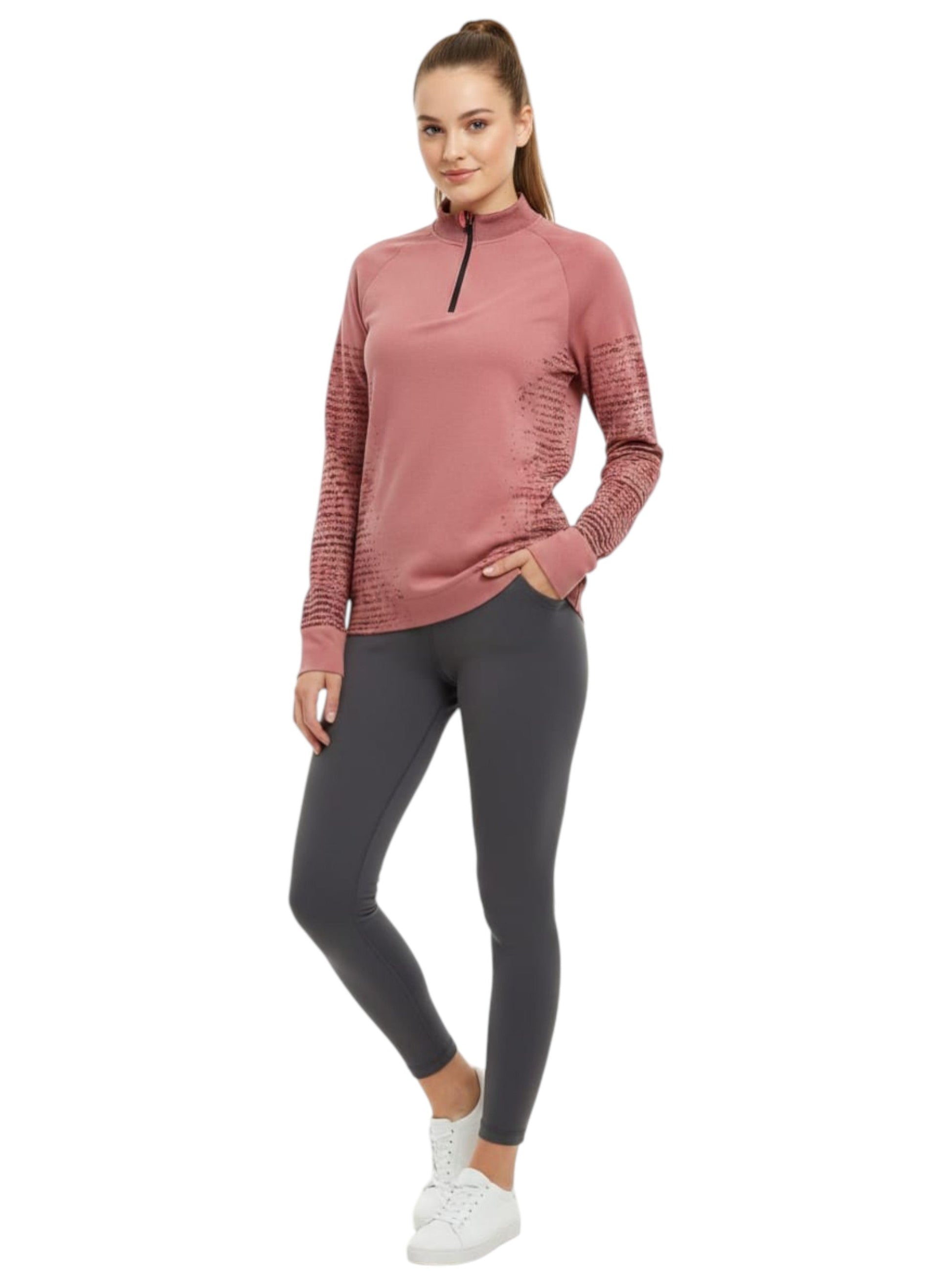 Women's Printed Sport top,Light Burgundy/Black