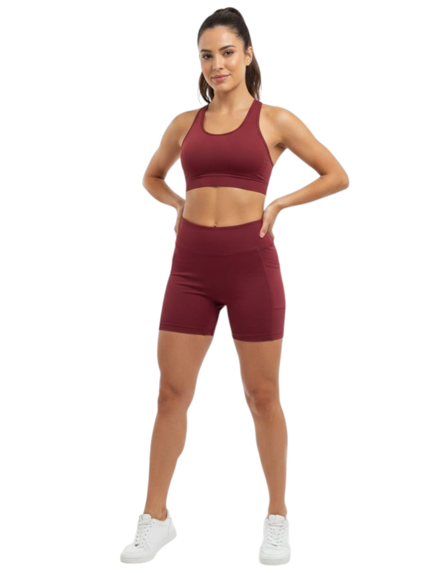Women's Plain Sport Short,Burgundy