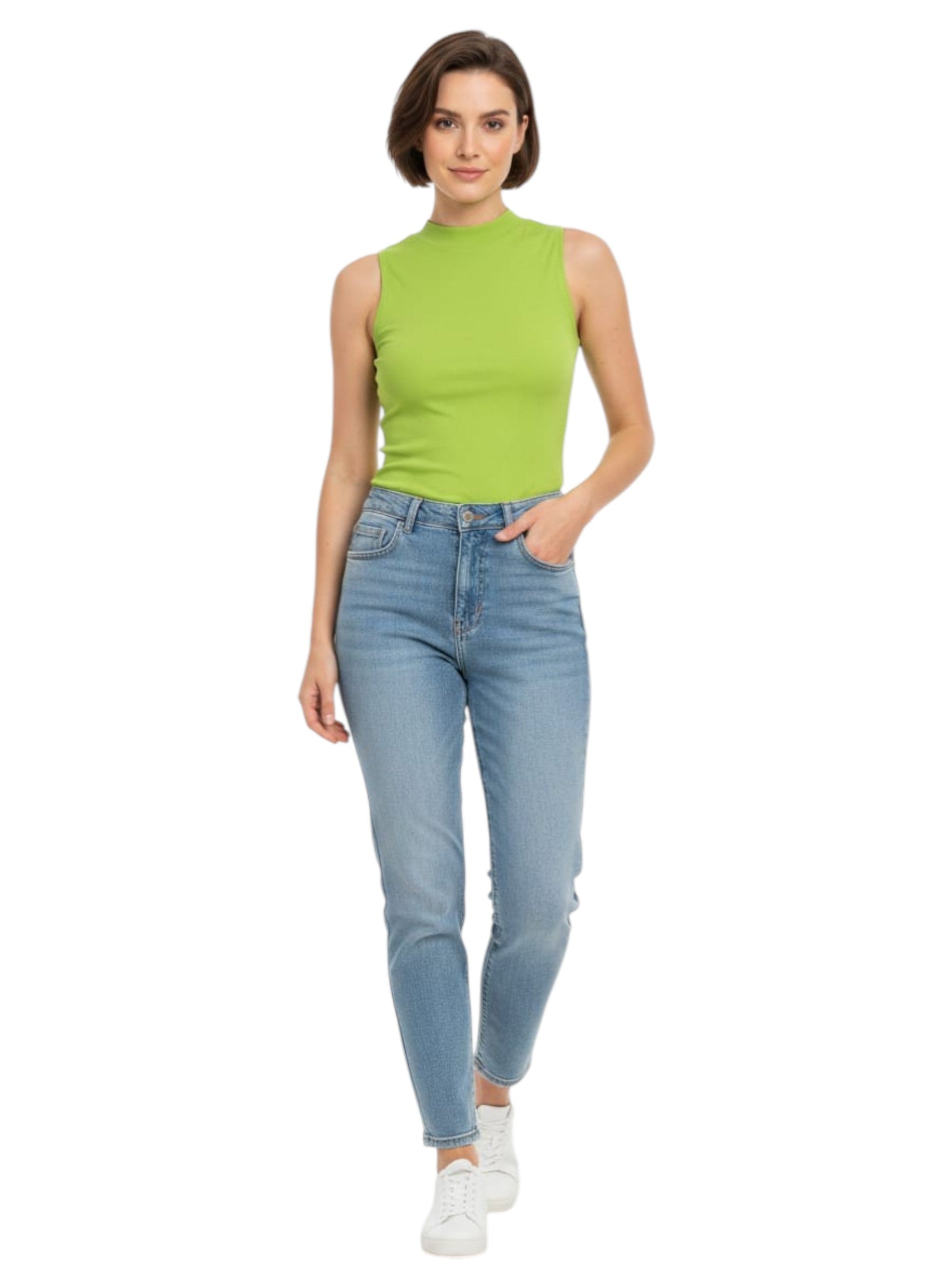 Women's Shiny Textured Sheer Top,Green