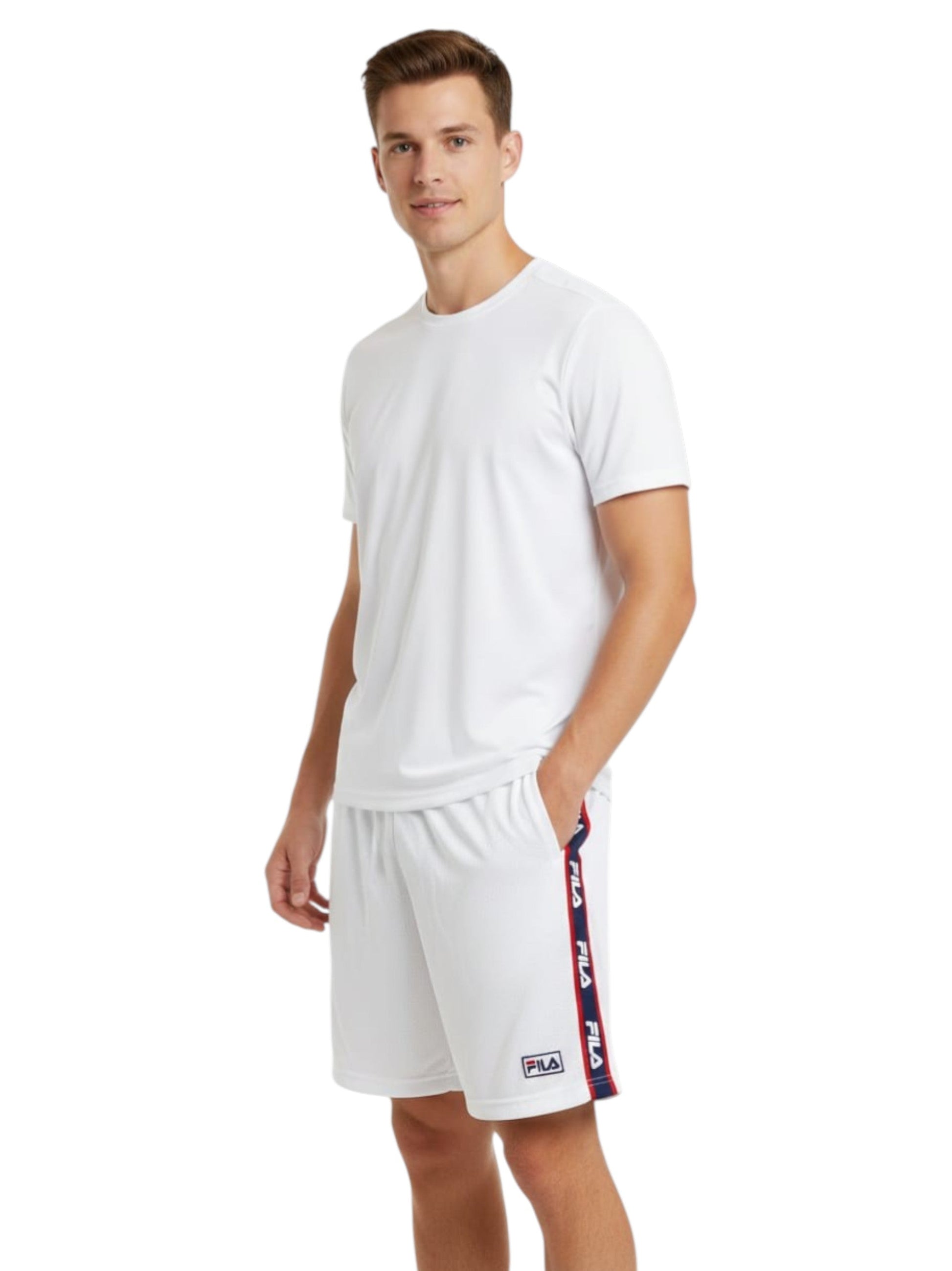 Men's Textured Colorblocked Short,White