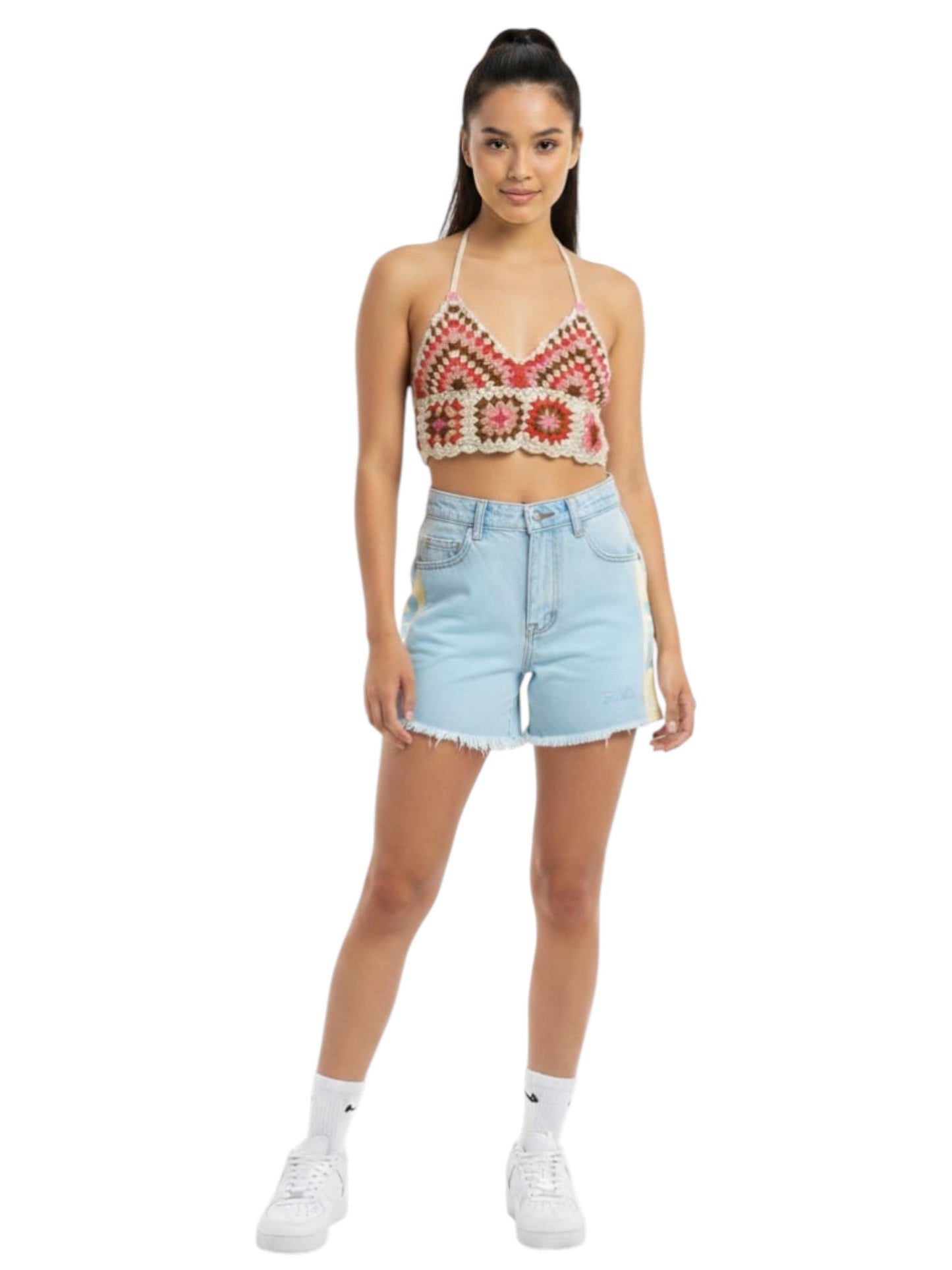 Women's Graphic Knitted Crop Top,Multi