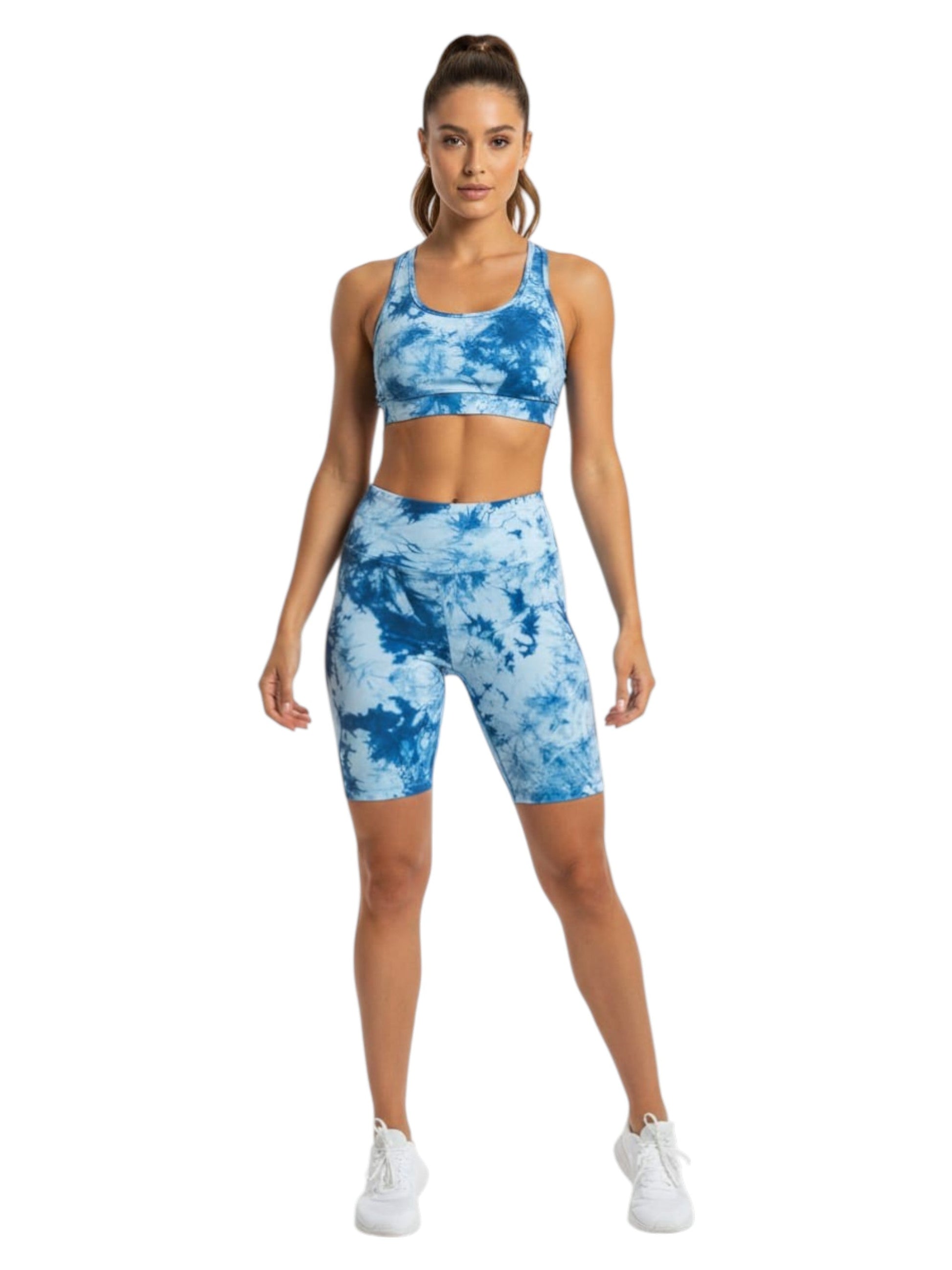 Women's Navy Ombre Sport Short,Light Blue
