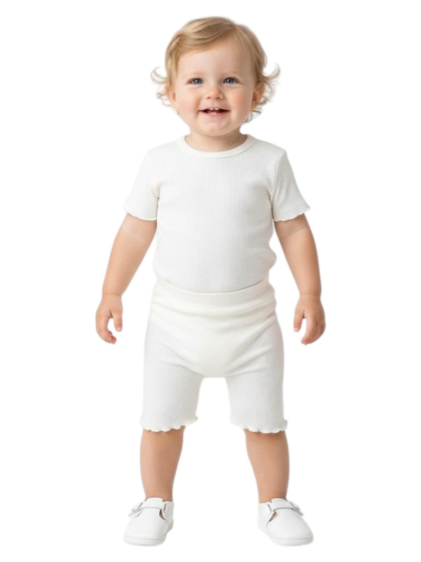 Kids Girl's Ribbed Short,Off White