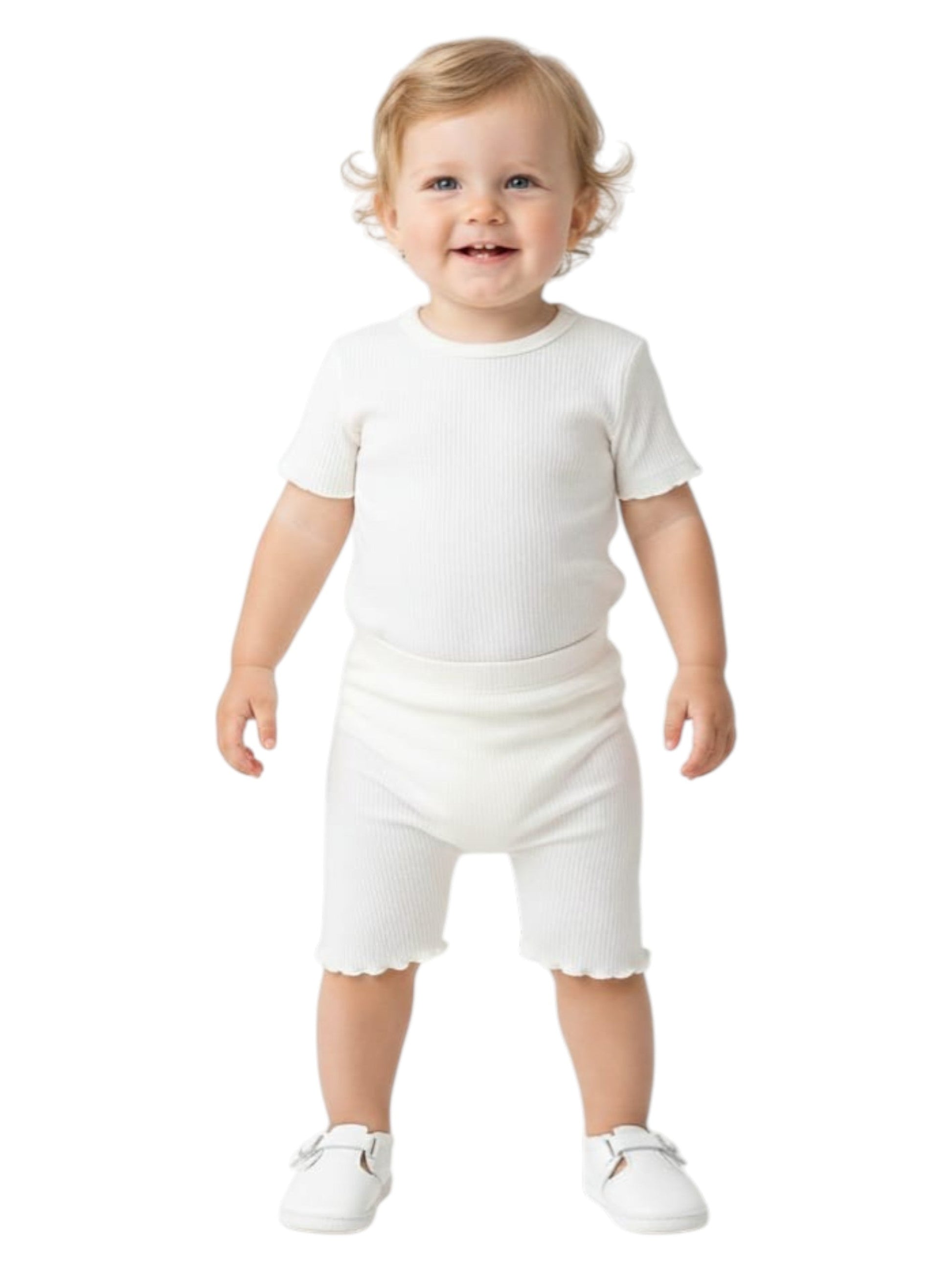 Kids Girl's Ribbed Short,Off White