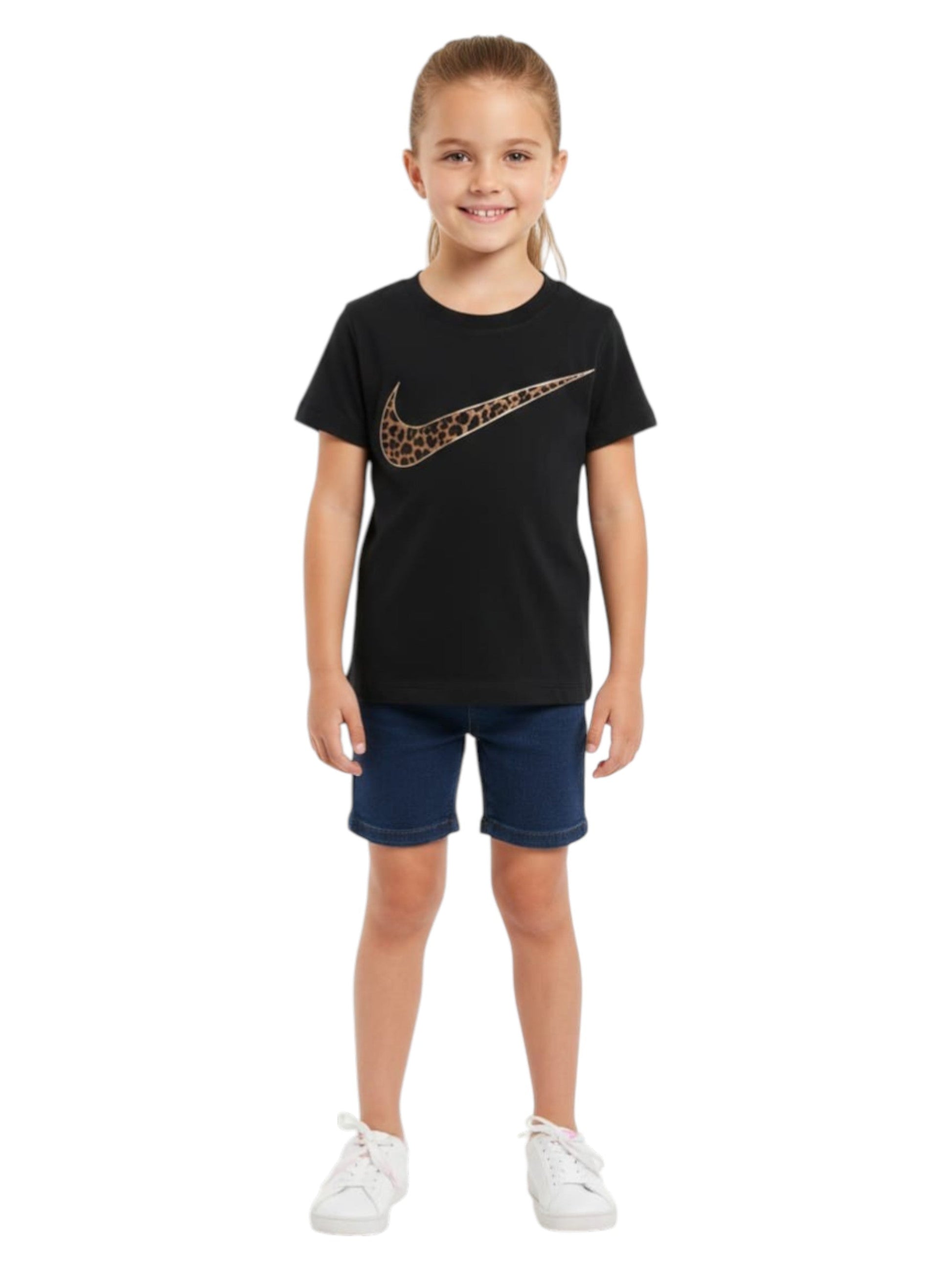 Kids Girl's Tiger Logo Printed Top,Black