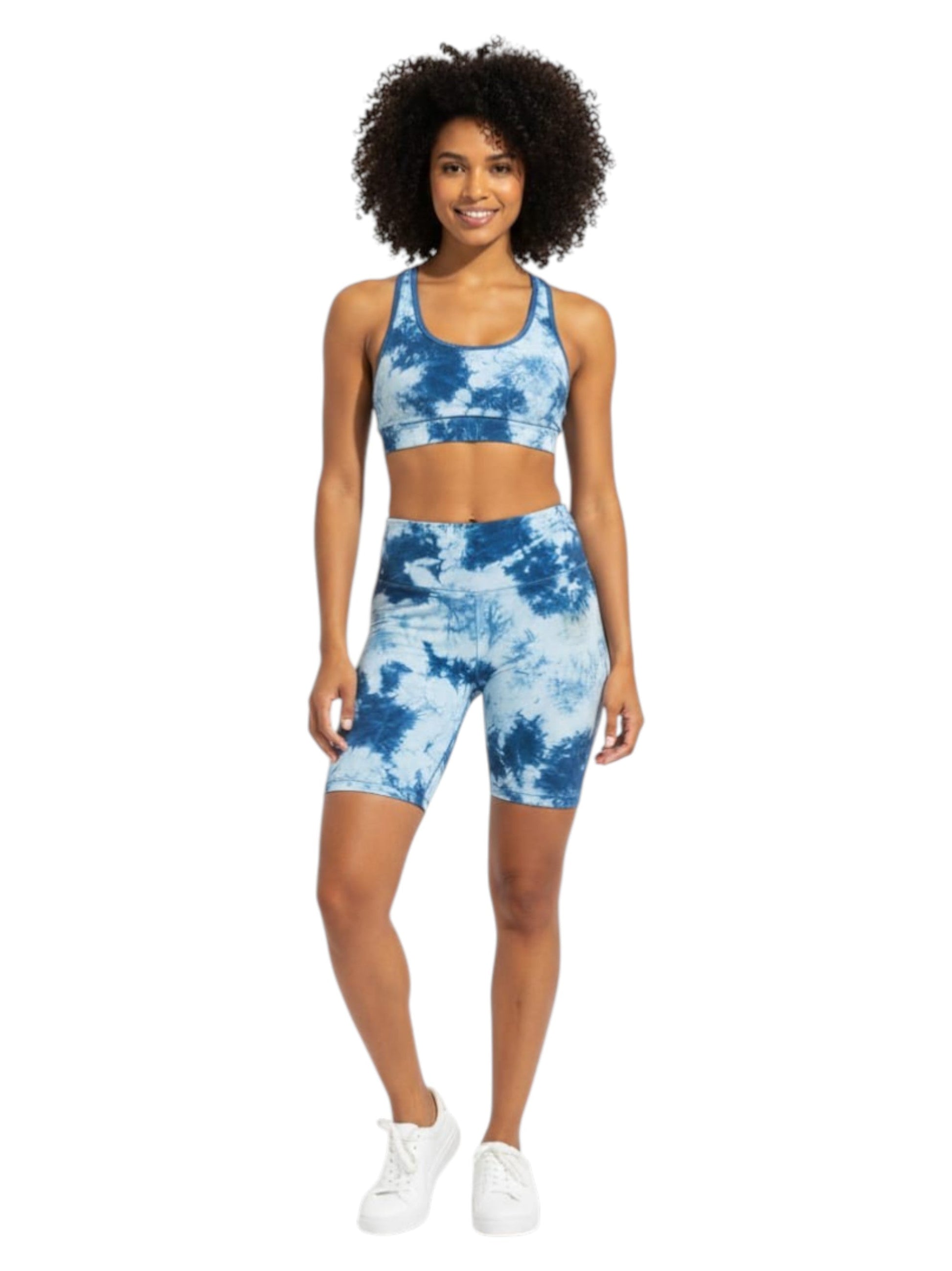 Women's Navy Ombre Sport Short,Light Blue