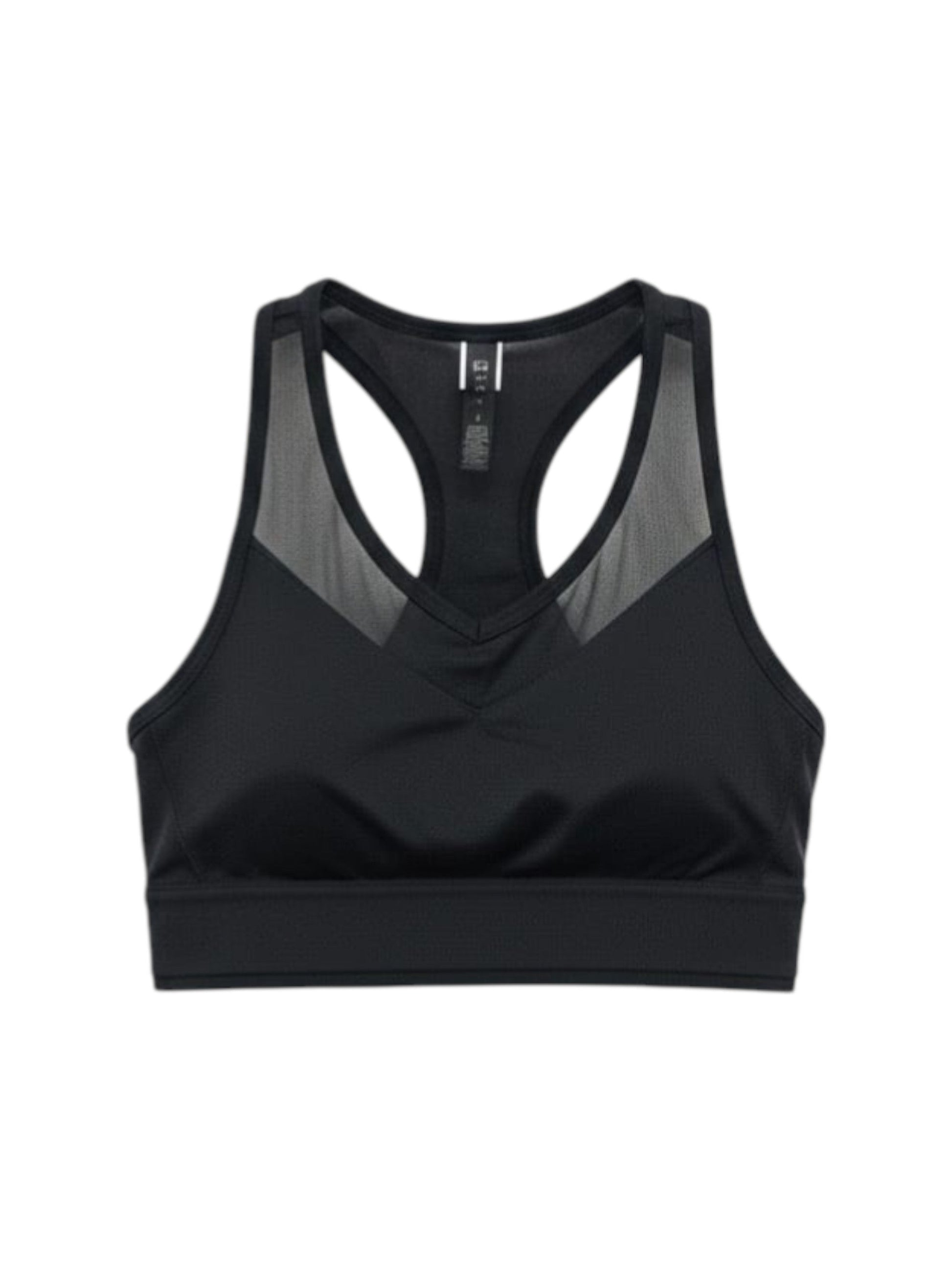 Women's Mesh Plain Sport Bra,Black