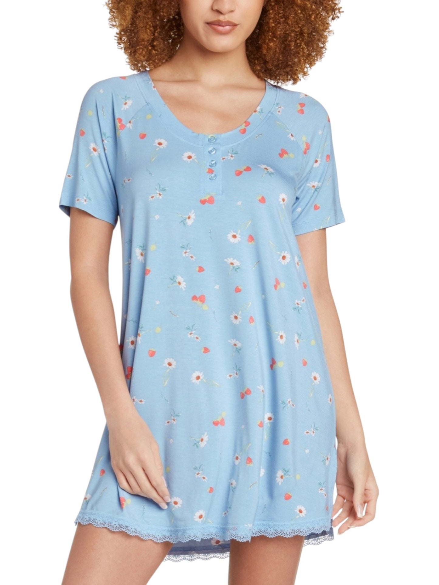 Women's Floral Printed Sleepwear Top,Blue