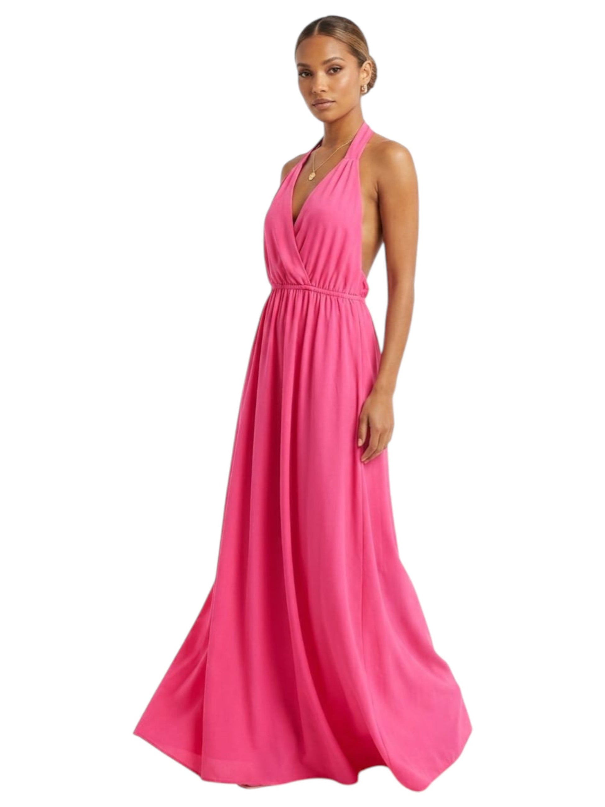 Women's Plain Sheer Dress,Pink