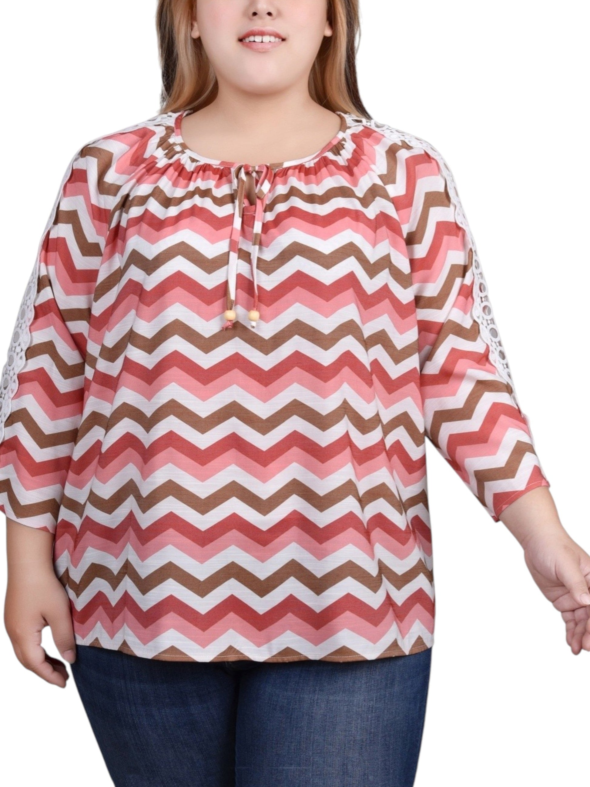Women's Zigzag Striped Top,Multi