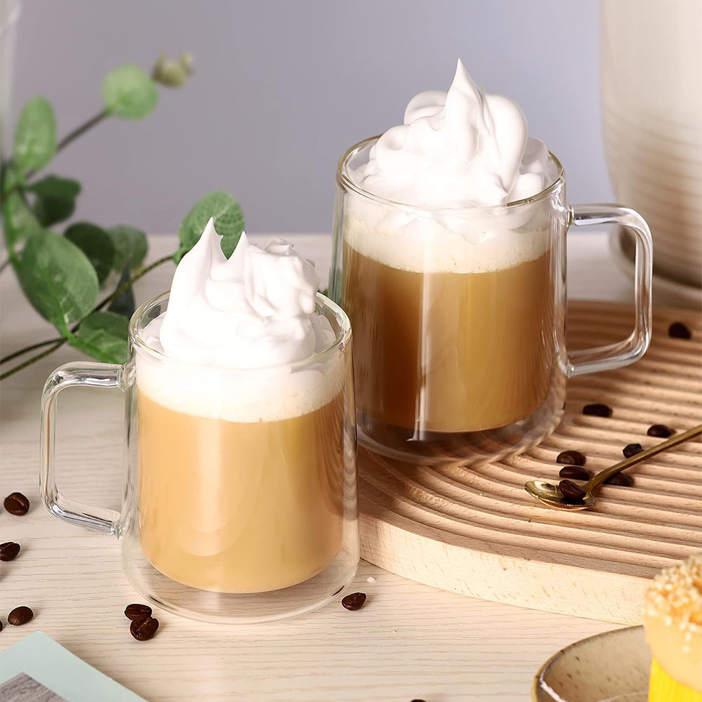 500ml 2-Pcs Danny Home High-Quality Clear Glass Mug Set