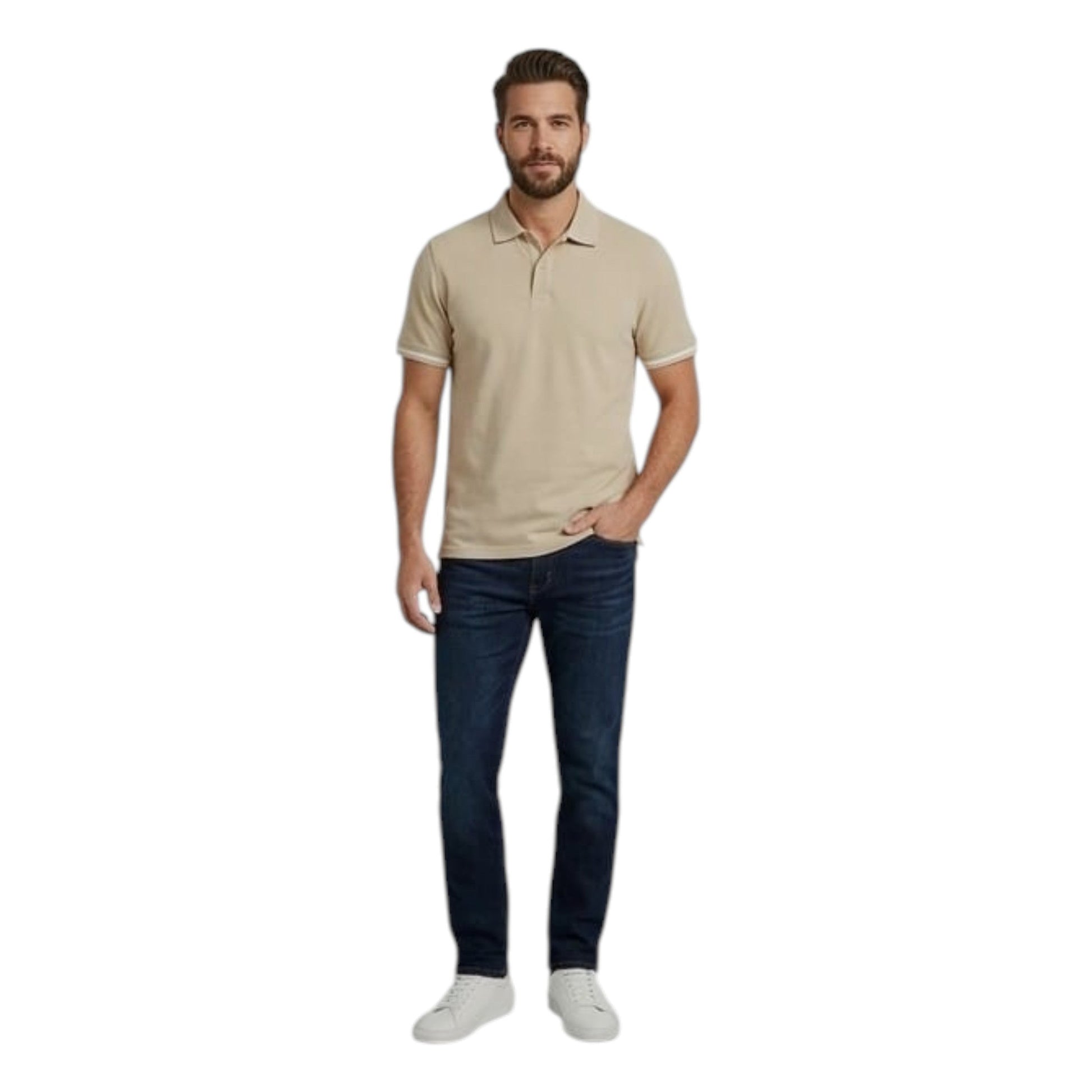 Men's Plainn Top,Light Beige