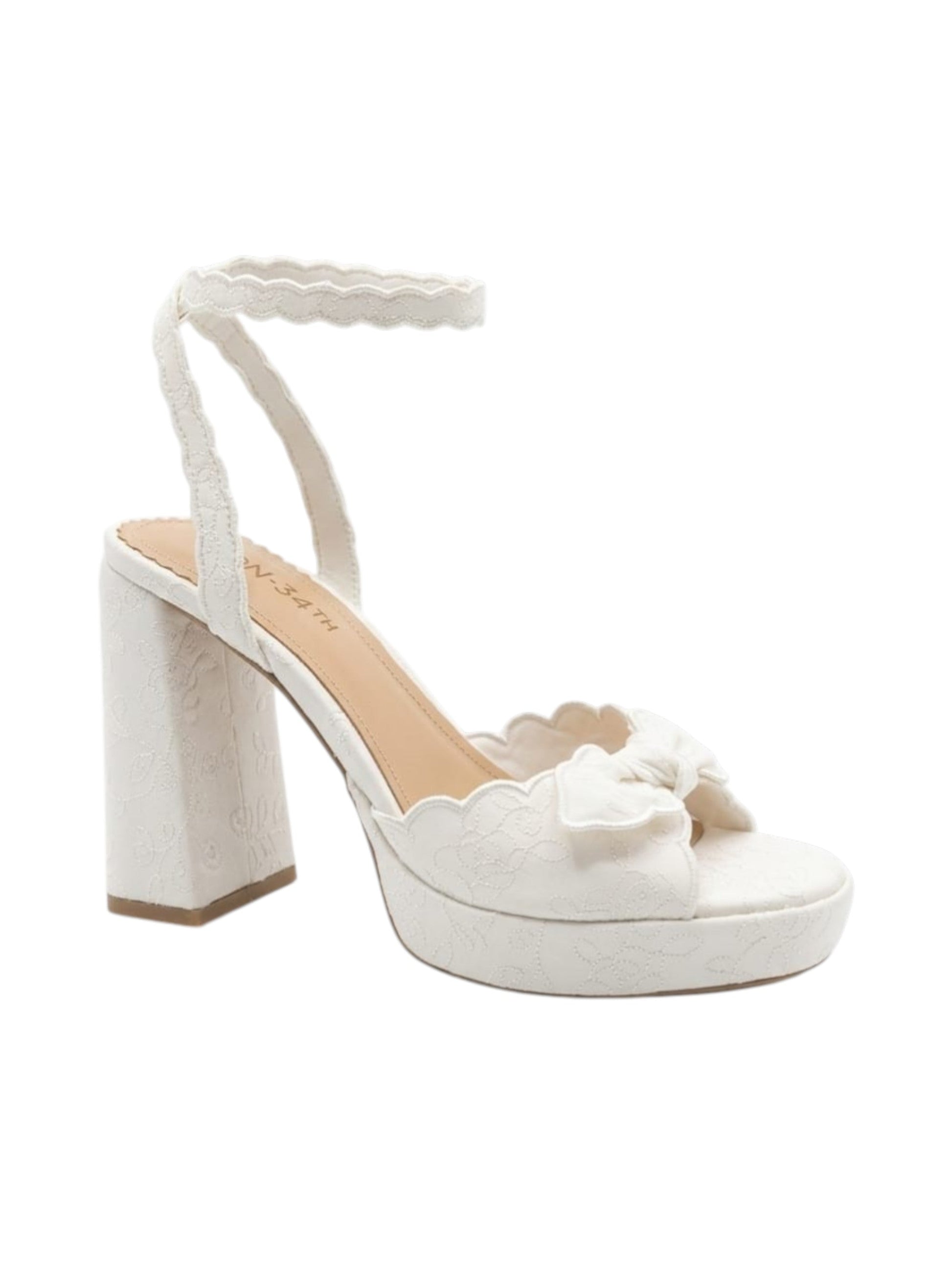 Women's Embroidered Heeled Shoes,White