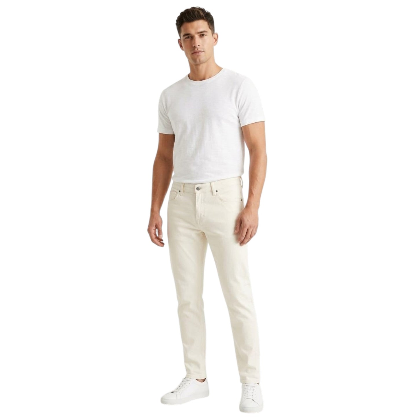 Men's Plain Solid Jeans,Off White