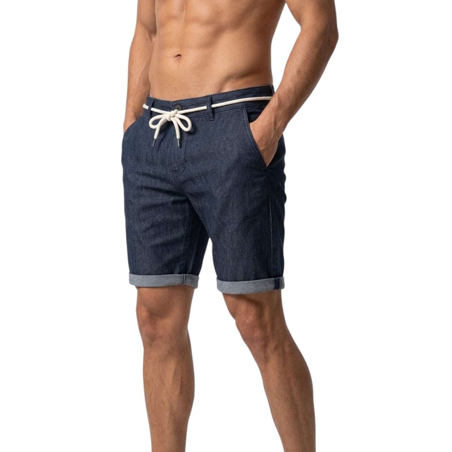 Men's Plain Solid Jeans Short,Navy