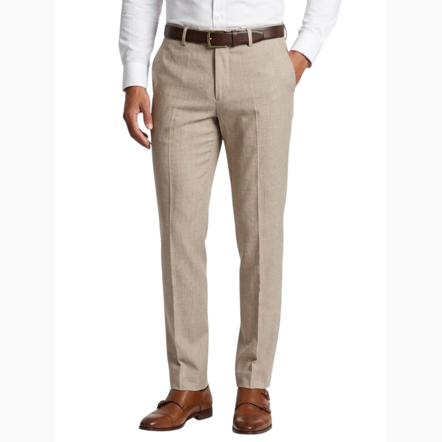 Men's Plain Solid Classic Pant,Dark Beige