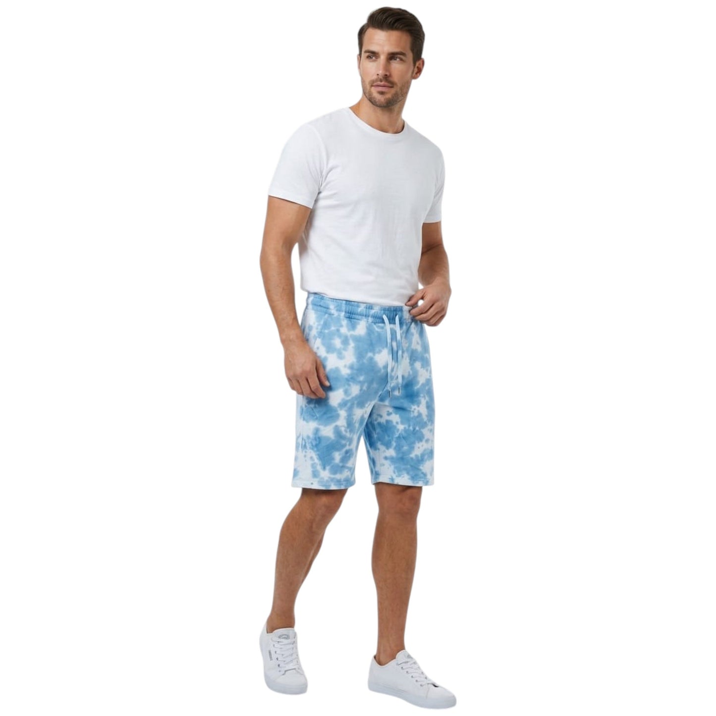 Men's Printed Short,White/Blue