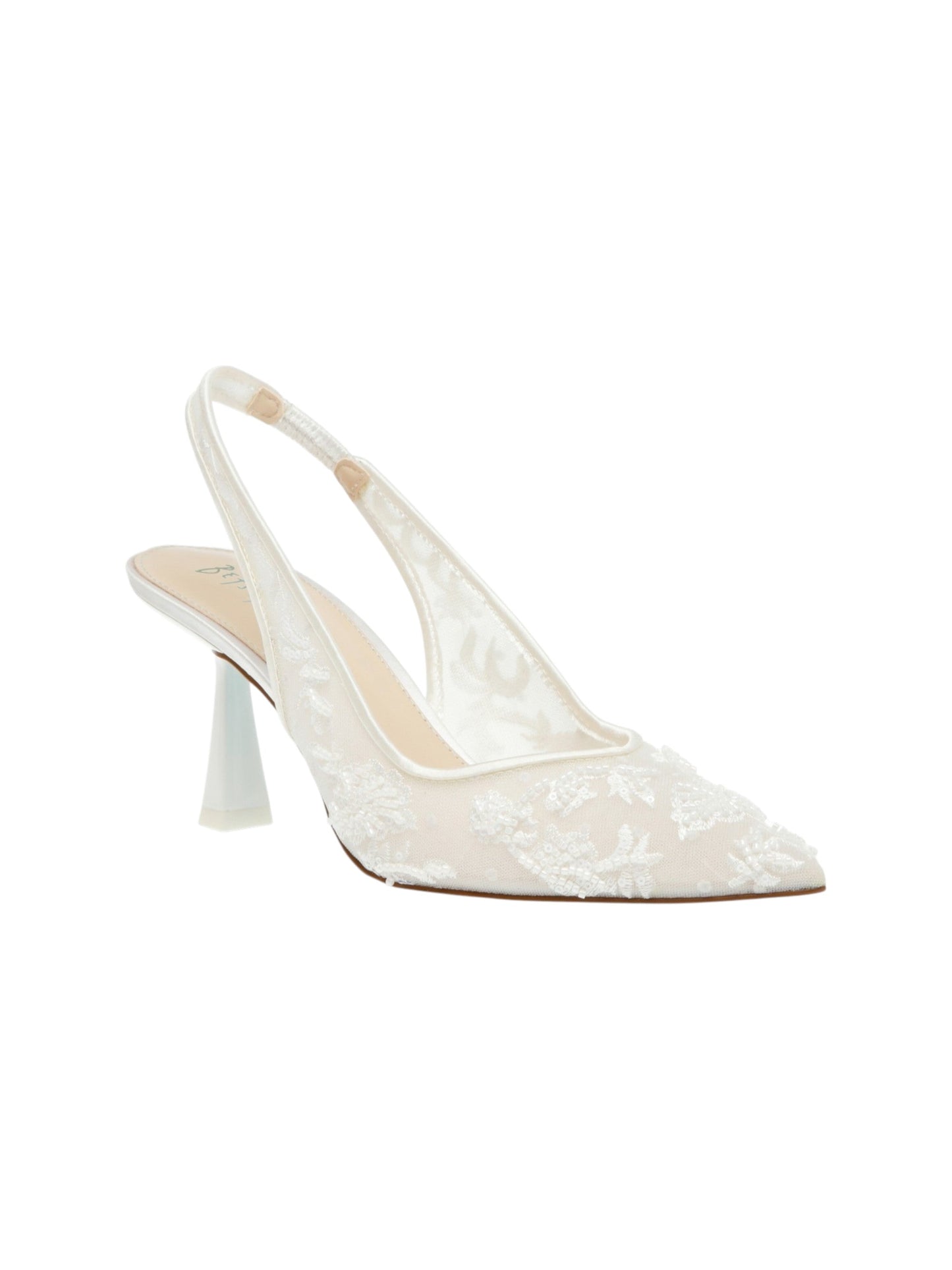 Women's Rhinstones Mesh Heels Shoes,White