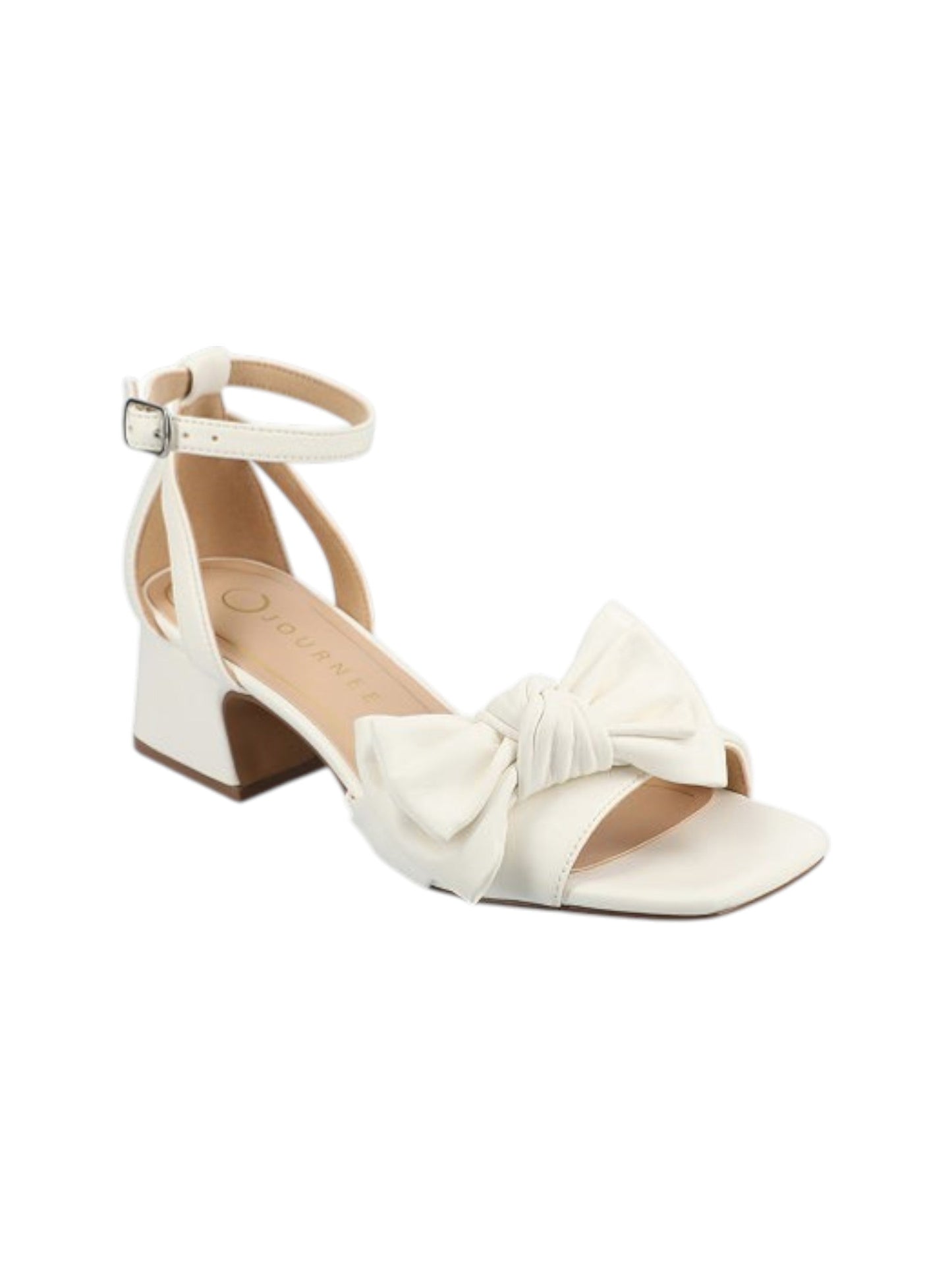 Women's Front Bow Heeled Shoes,White