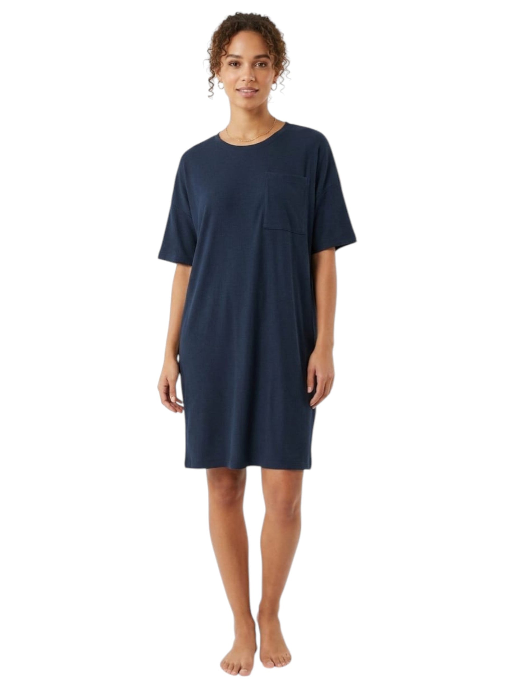 Women's Ribbed Sleepwear Robe,Navy
