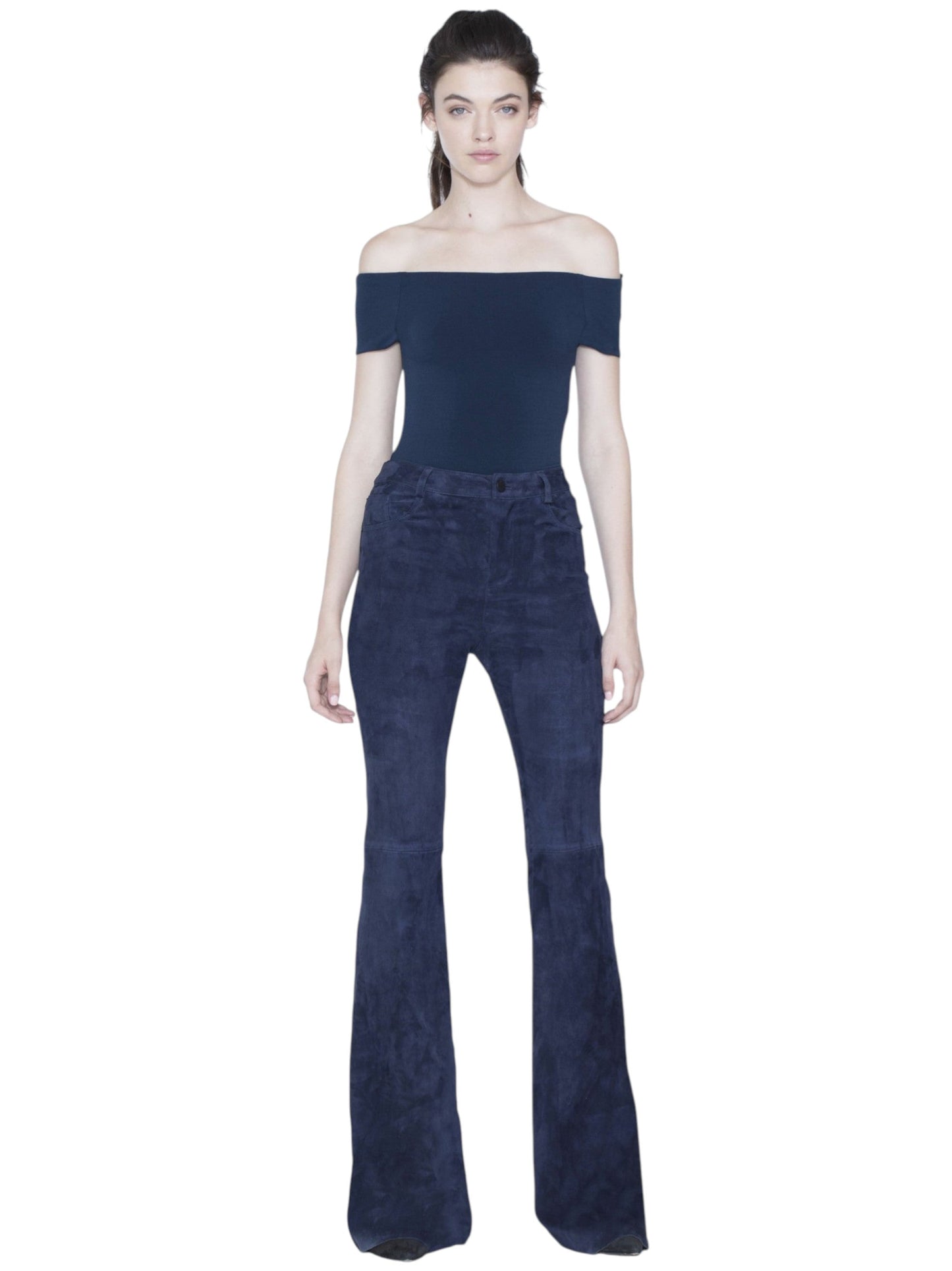 Women's Plain Cold Shoulders Bodysuit,Navy