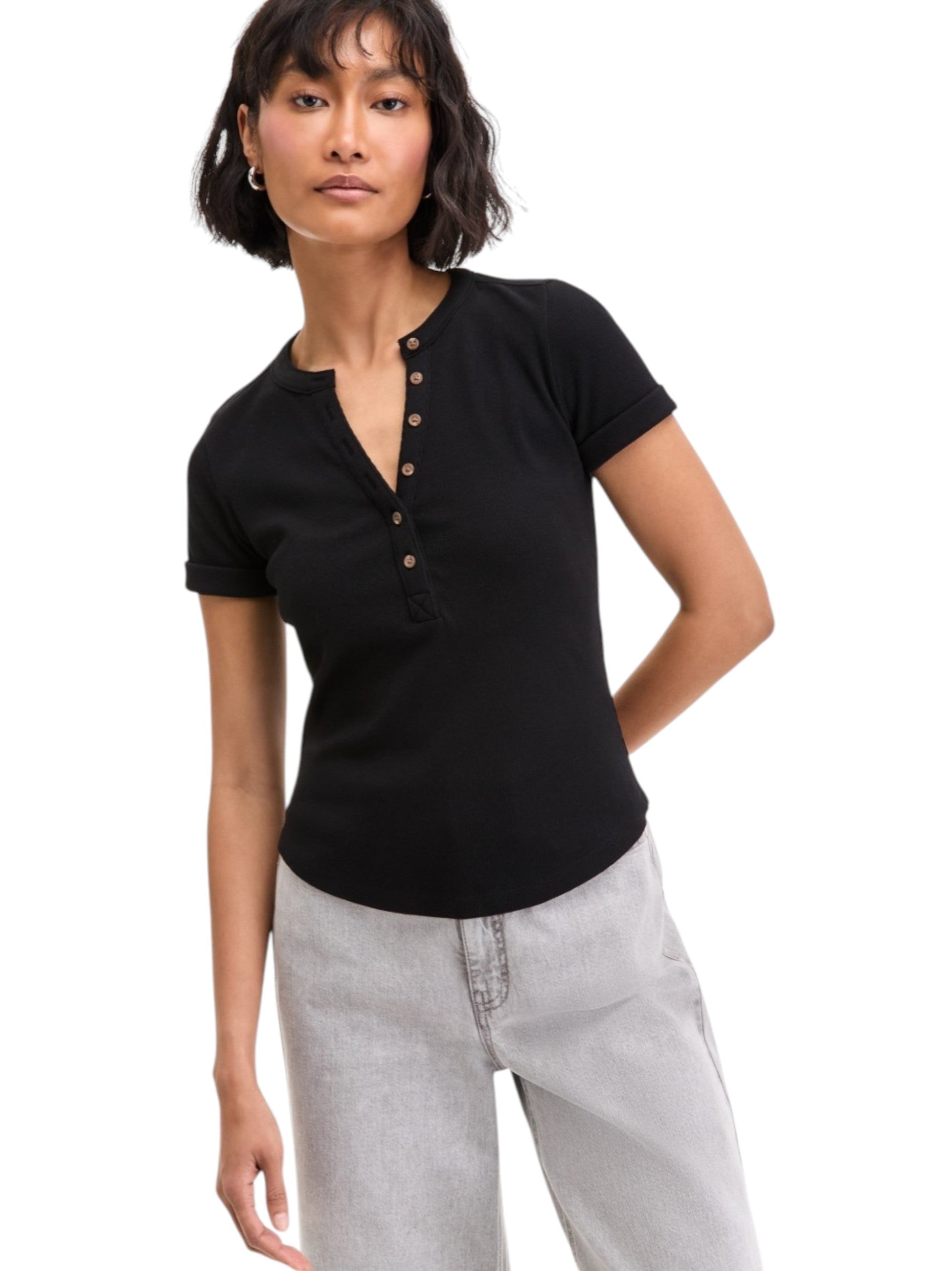 Women's Ribbed Top,Black