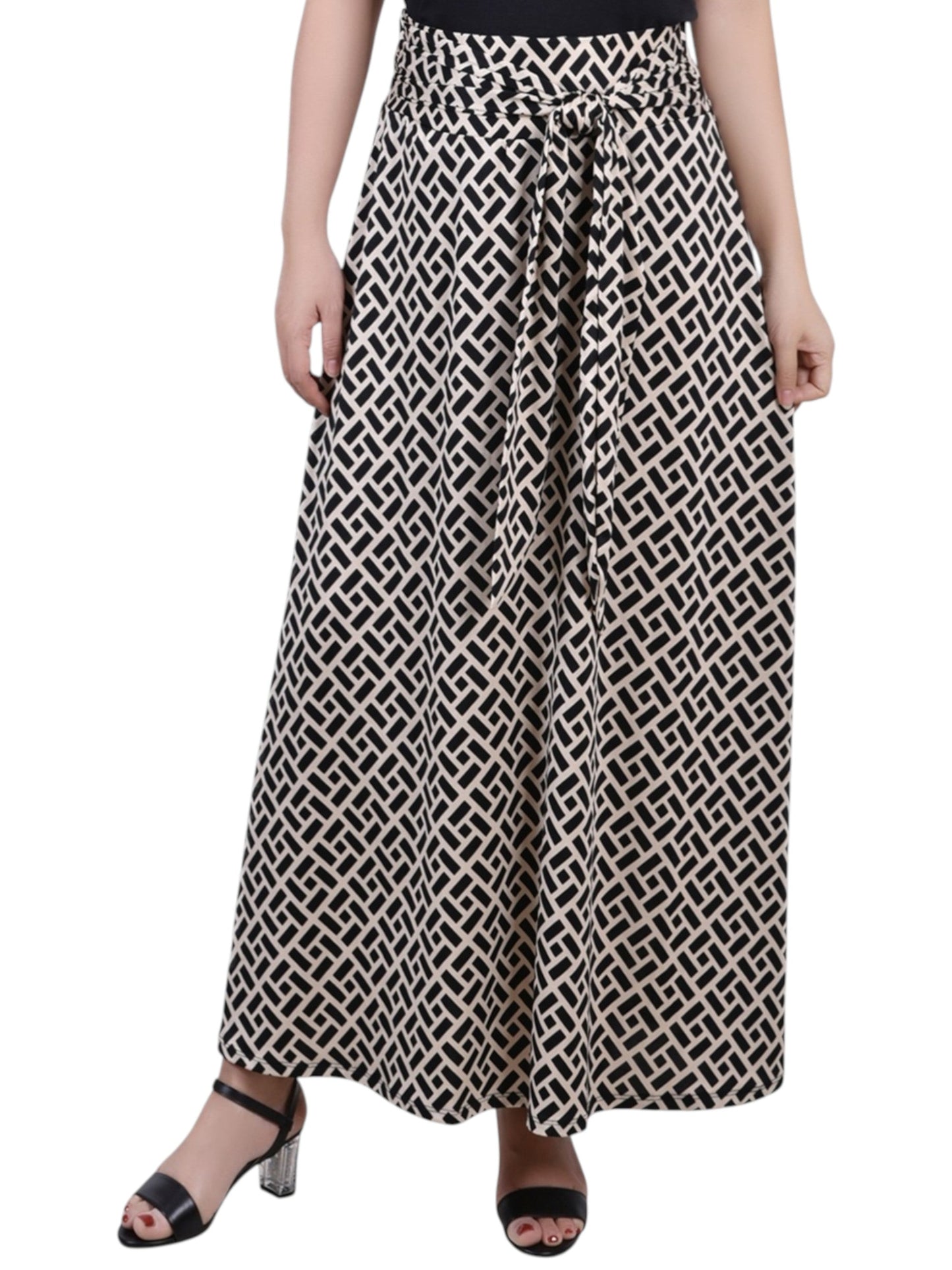 Women's Black Printed Skirt,Beige