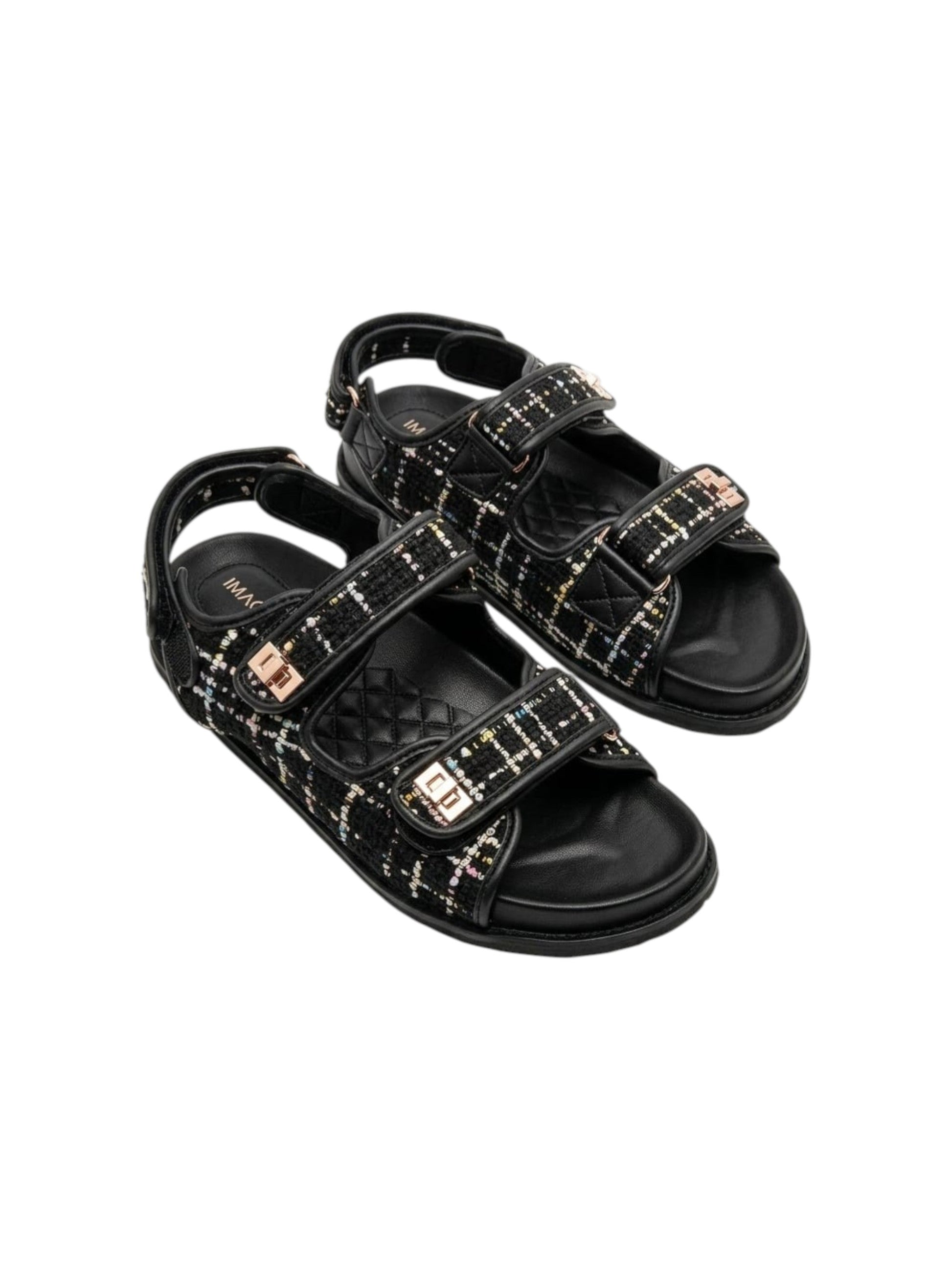 Women's Textured Sandals,Black
