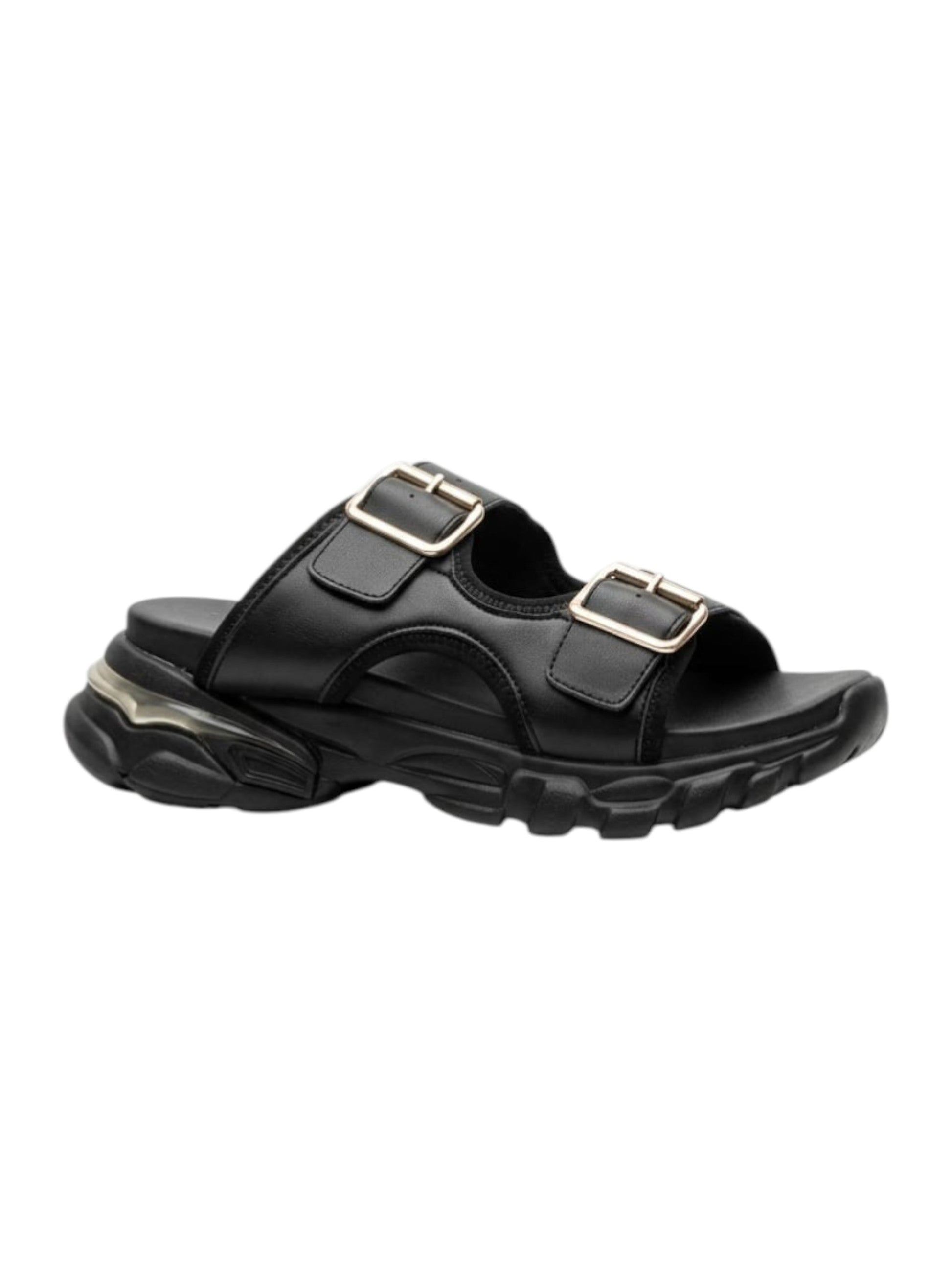 Women's Front Buckles Sandals,Black