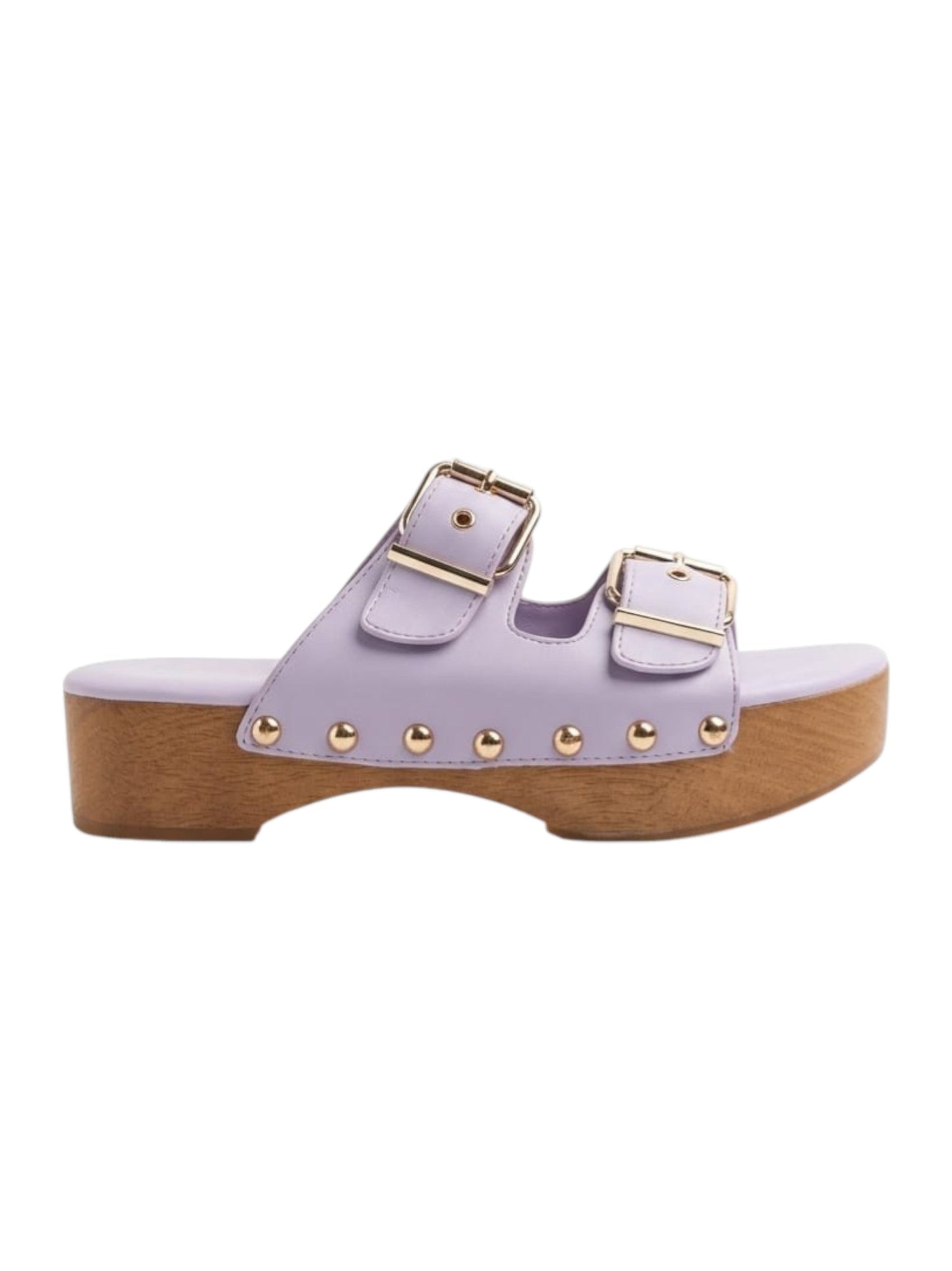 Women's Ribbed Buckle Sandals,Purple