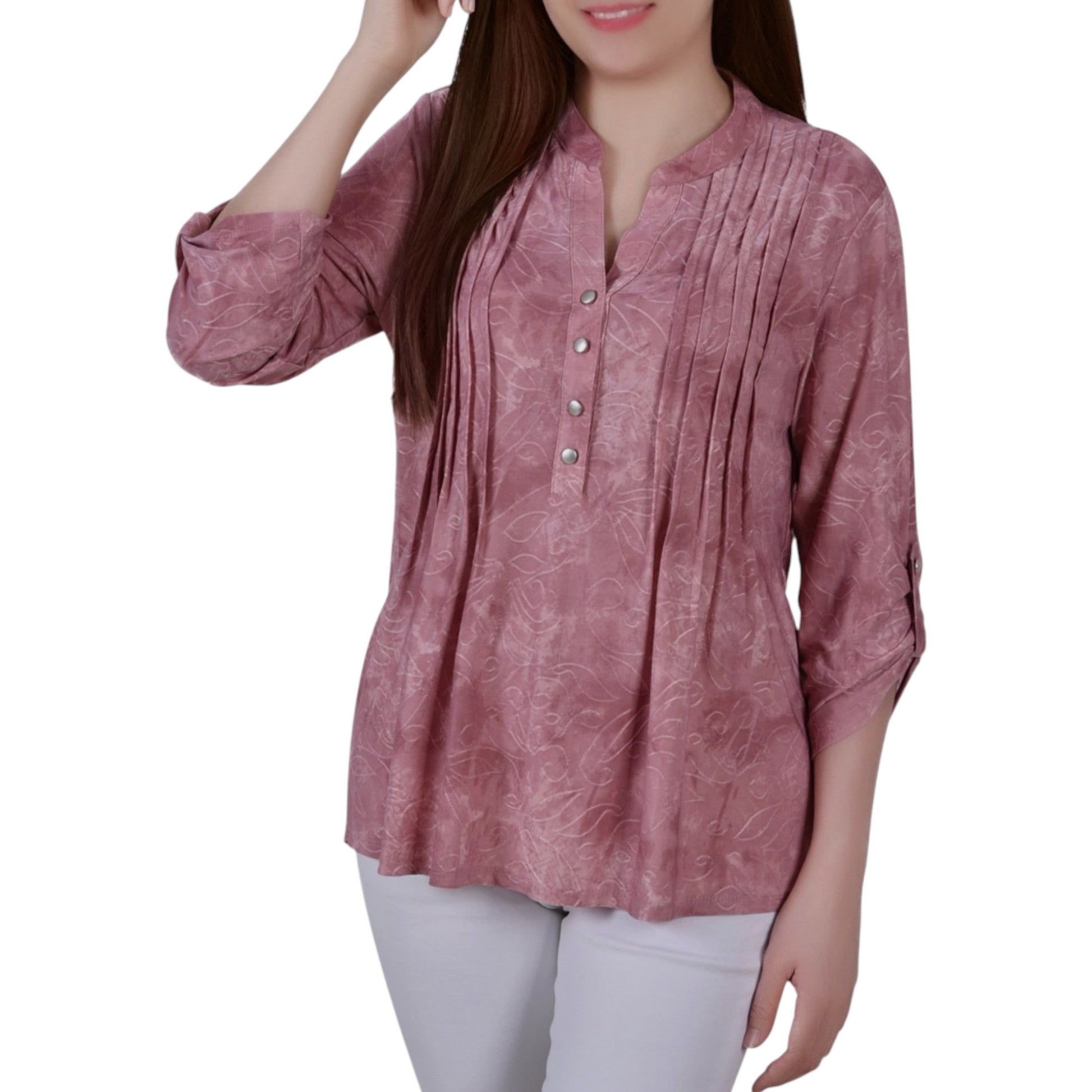 Women's Embroidered Top,Dusty Pink