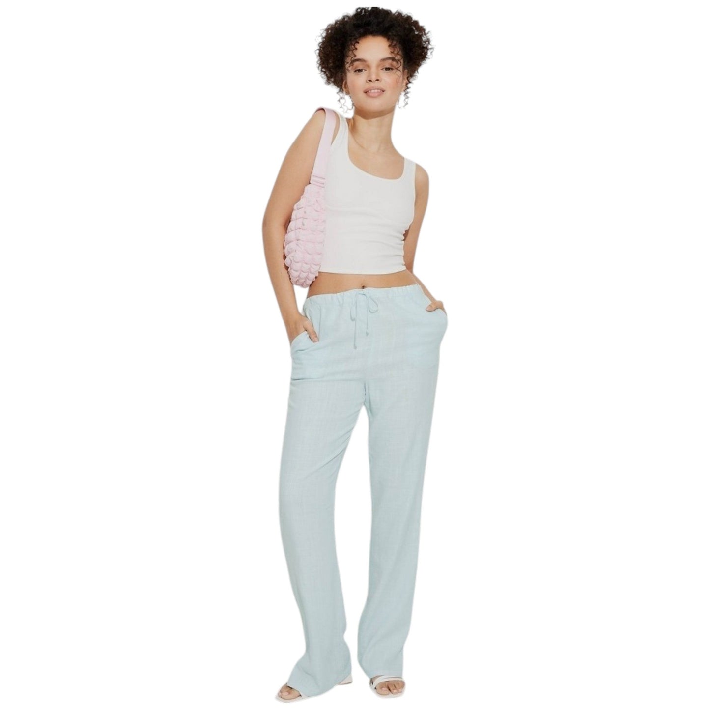 Women's Textured Pant,Light Blue