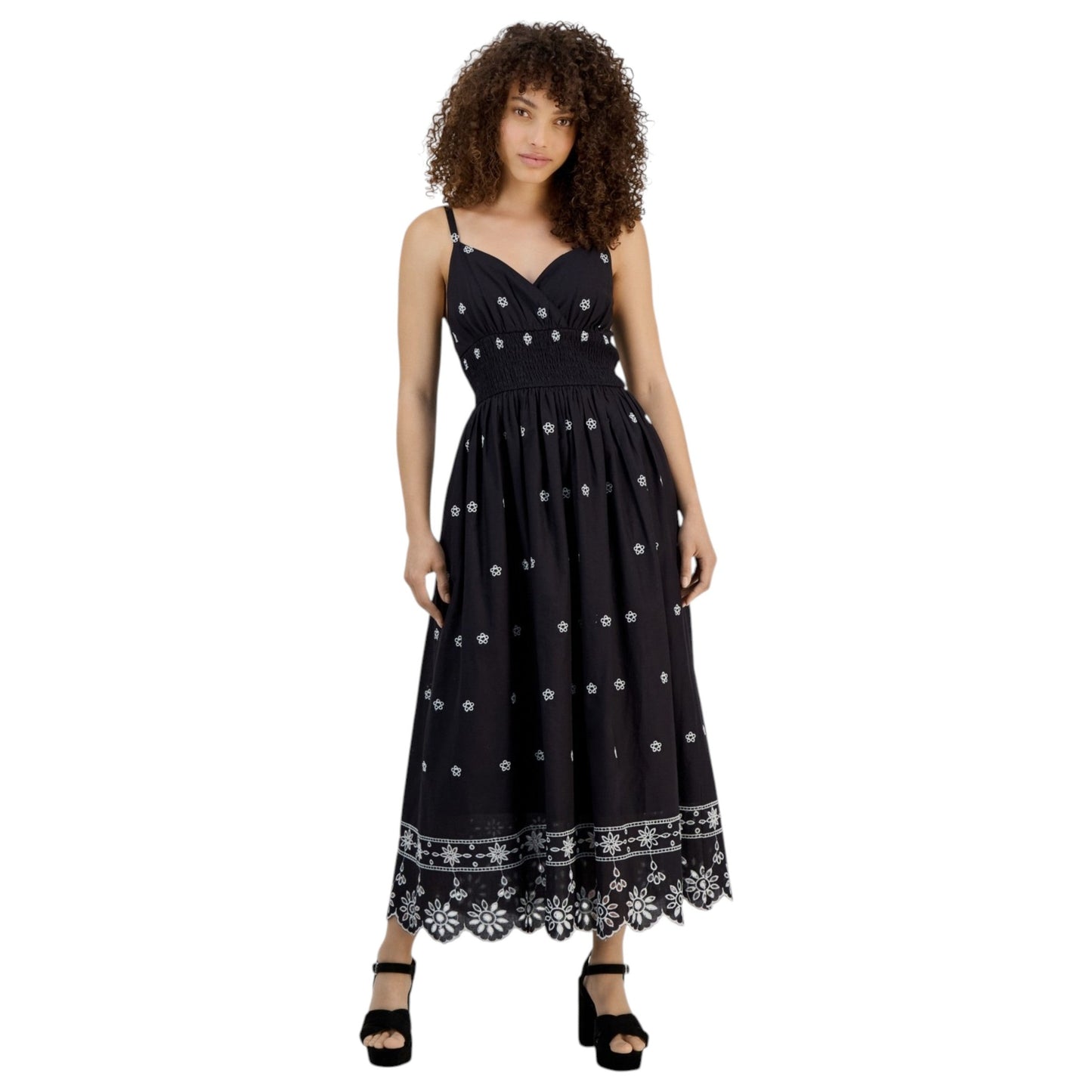 Women's Floral Embroidered Dress,Black