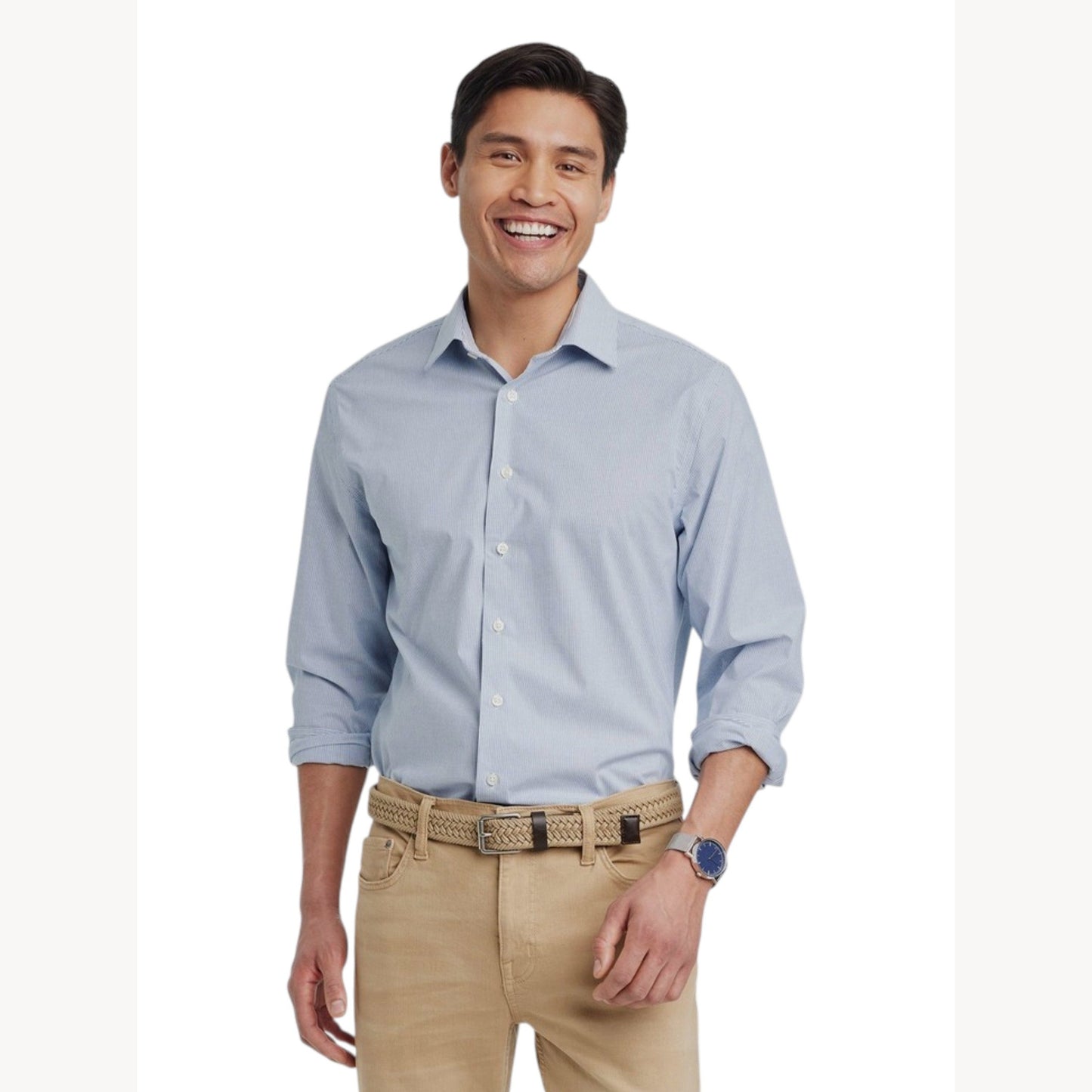 Men's Striped Dress Shirt,Grey