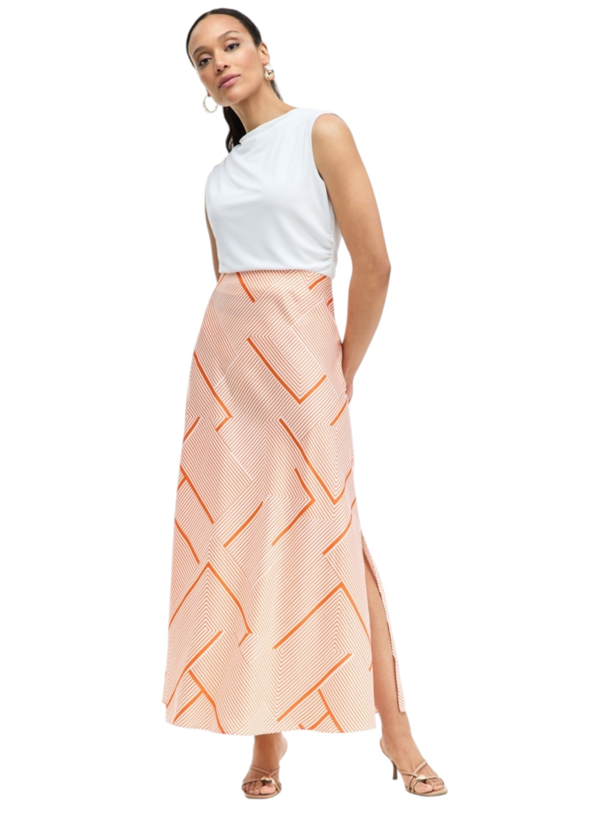 Women's Orange Striped Skirt,Multi