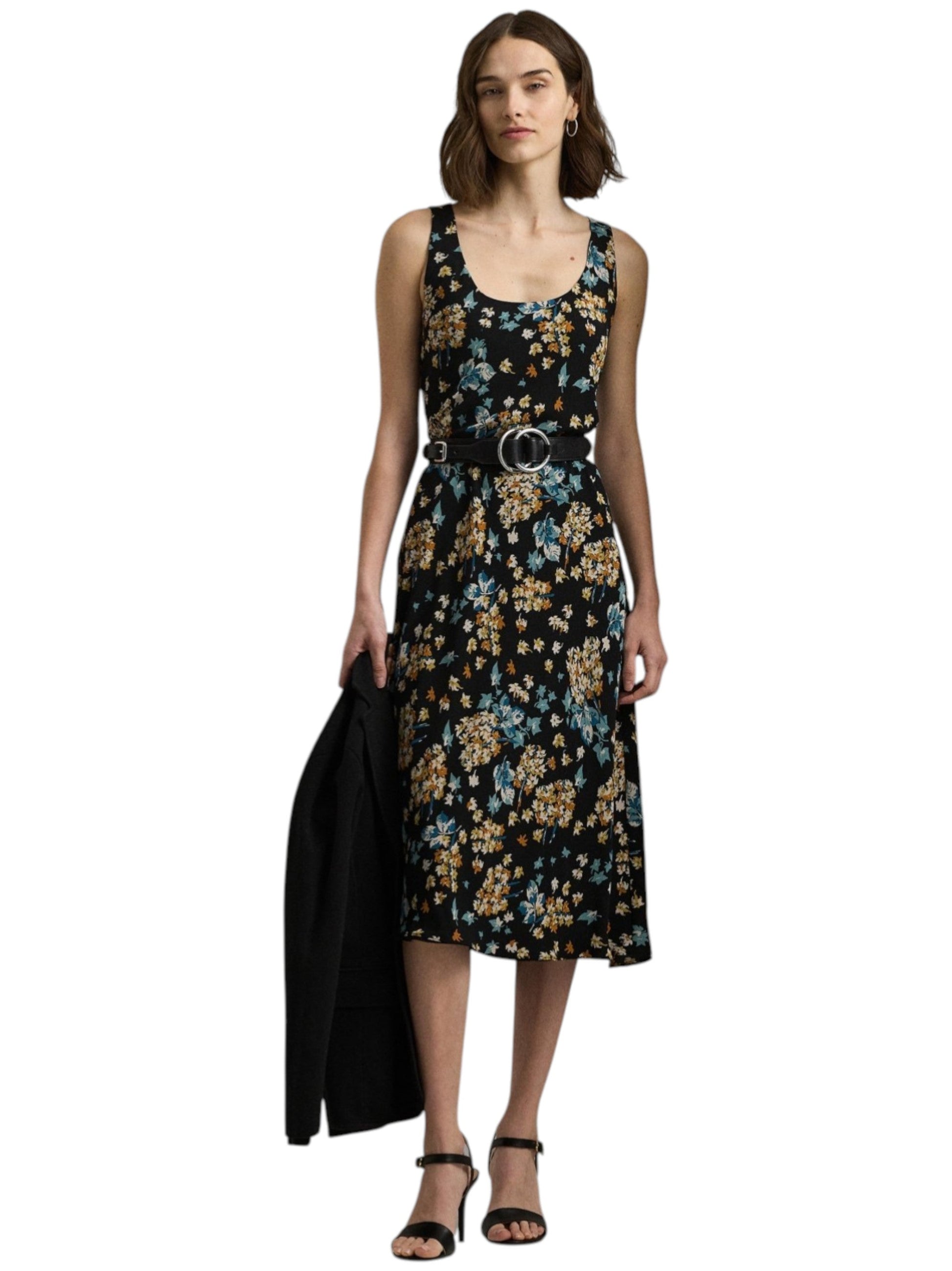 Women's Floral Printed Dress,Black